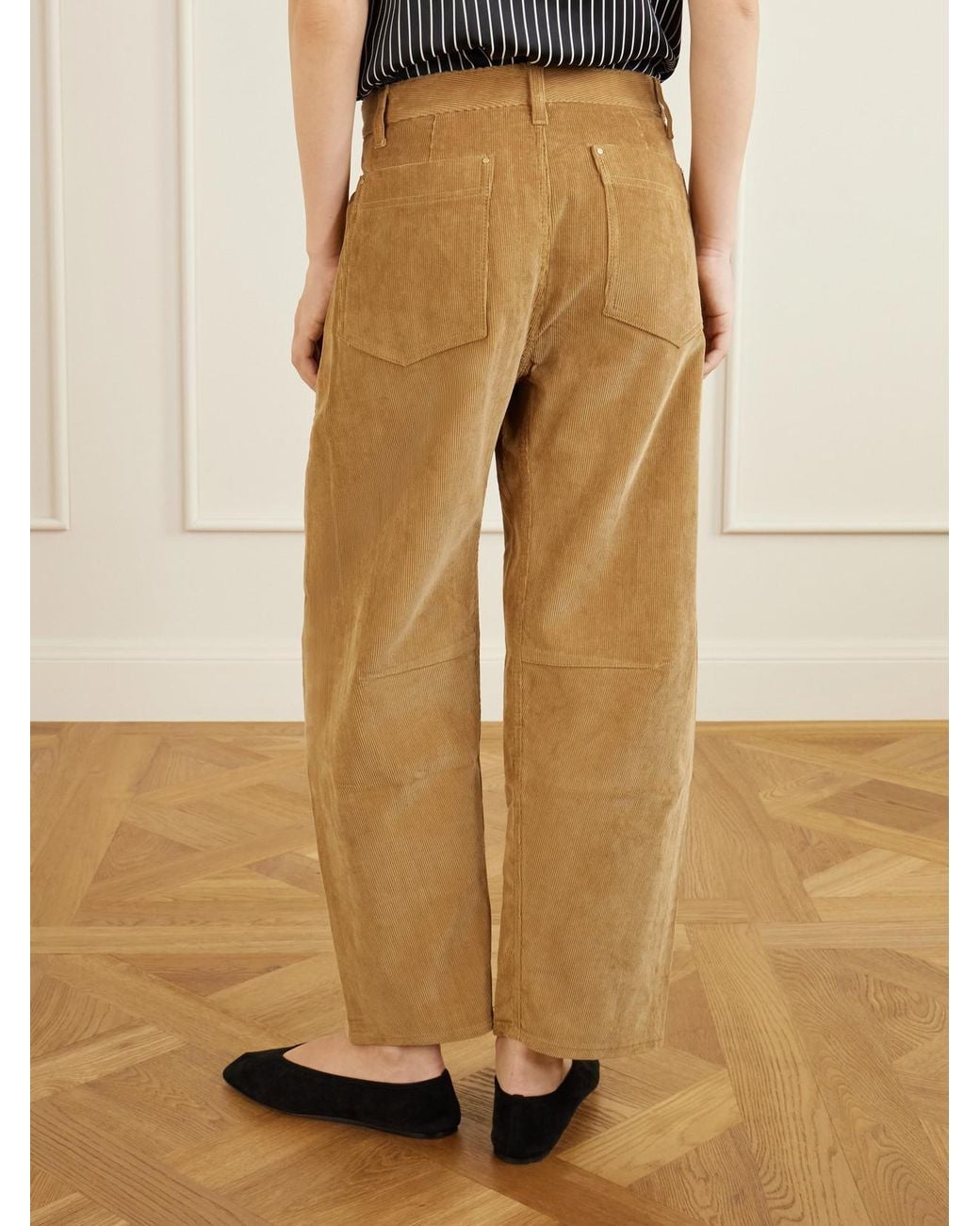 Maria McManus Natural Crescent Corduroy Organic-Cotton Wide-Leg Pants