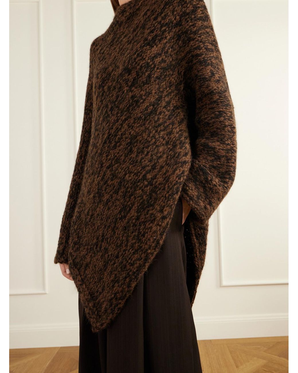 Lauren Manoogian Brown Manta Asymmetrical Alpaca, Pima Cotton And Merino Wool-Blend Sweater