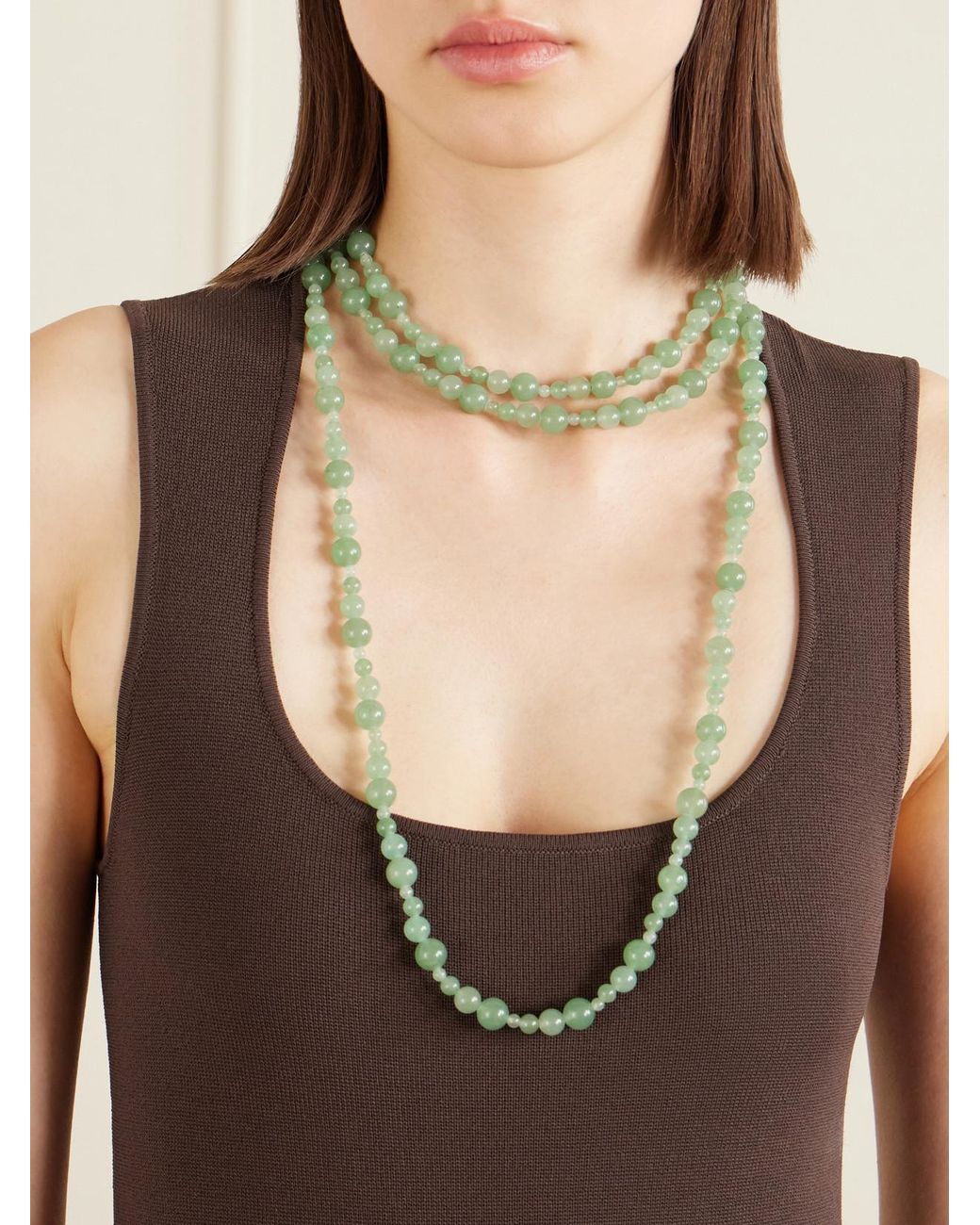 Jennifer Behr Green Veda-Tone Aventurine Necklace