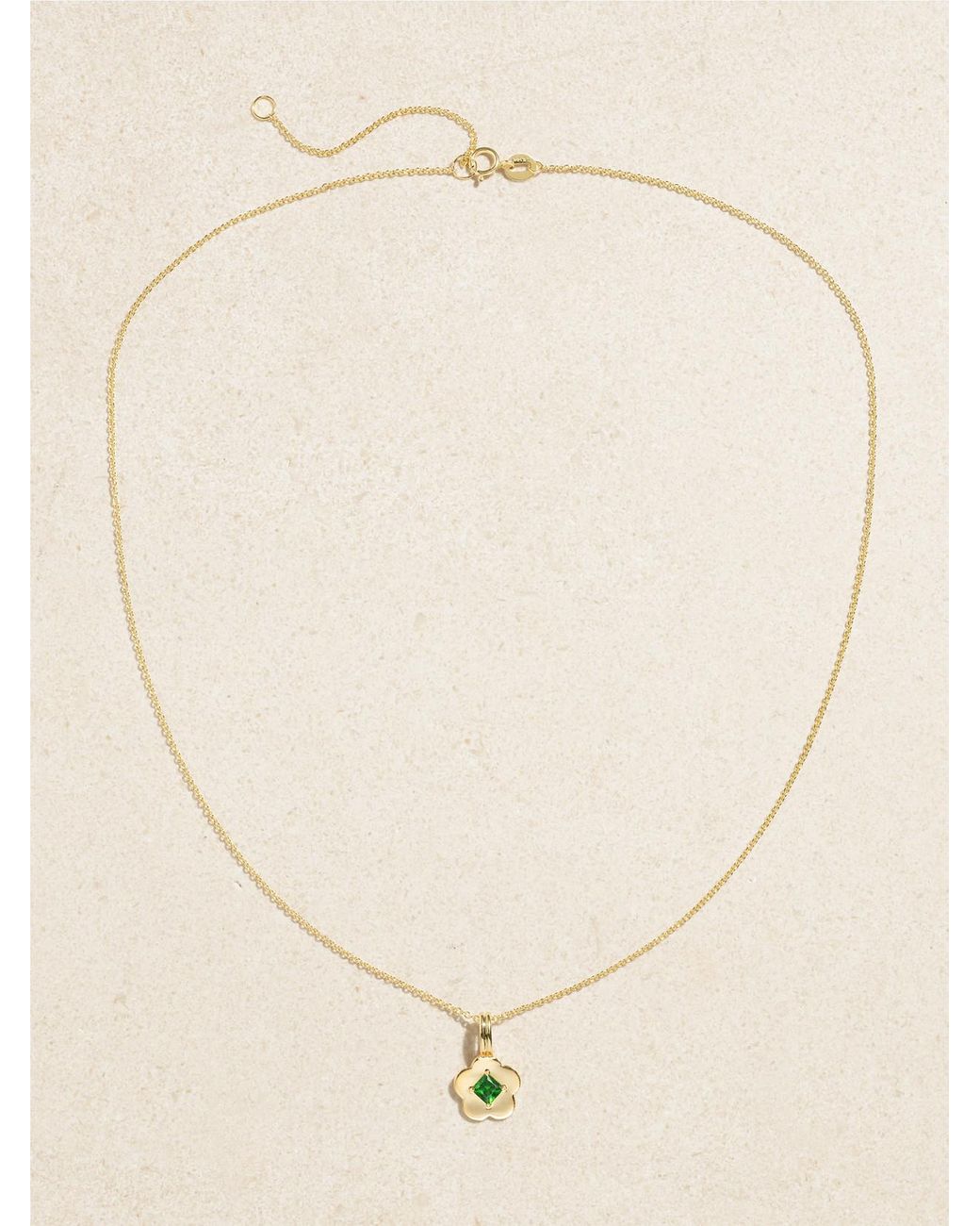 STONE AND STRAND Natural Flower Child 14-Karat Chrome Diopside Necklace