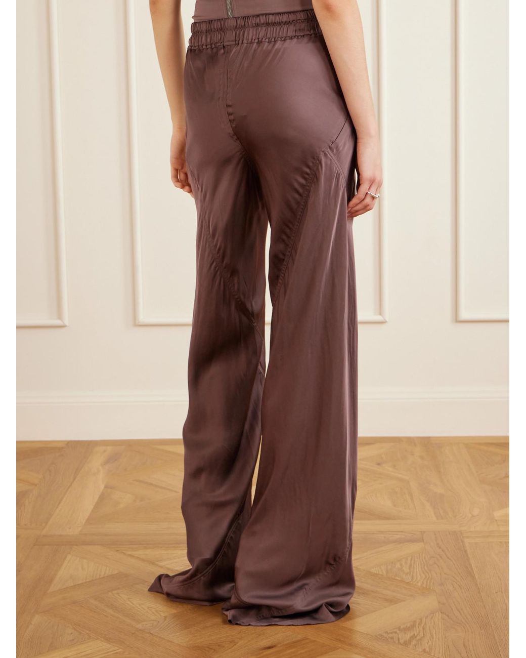 Rick Owens Brown Charmeuse Wide-Leg Pants
