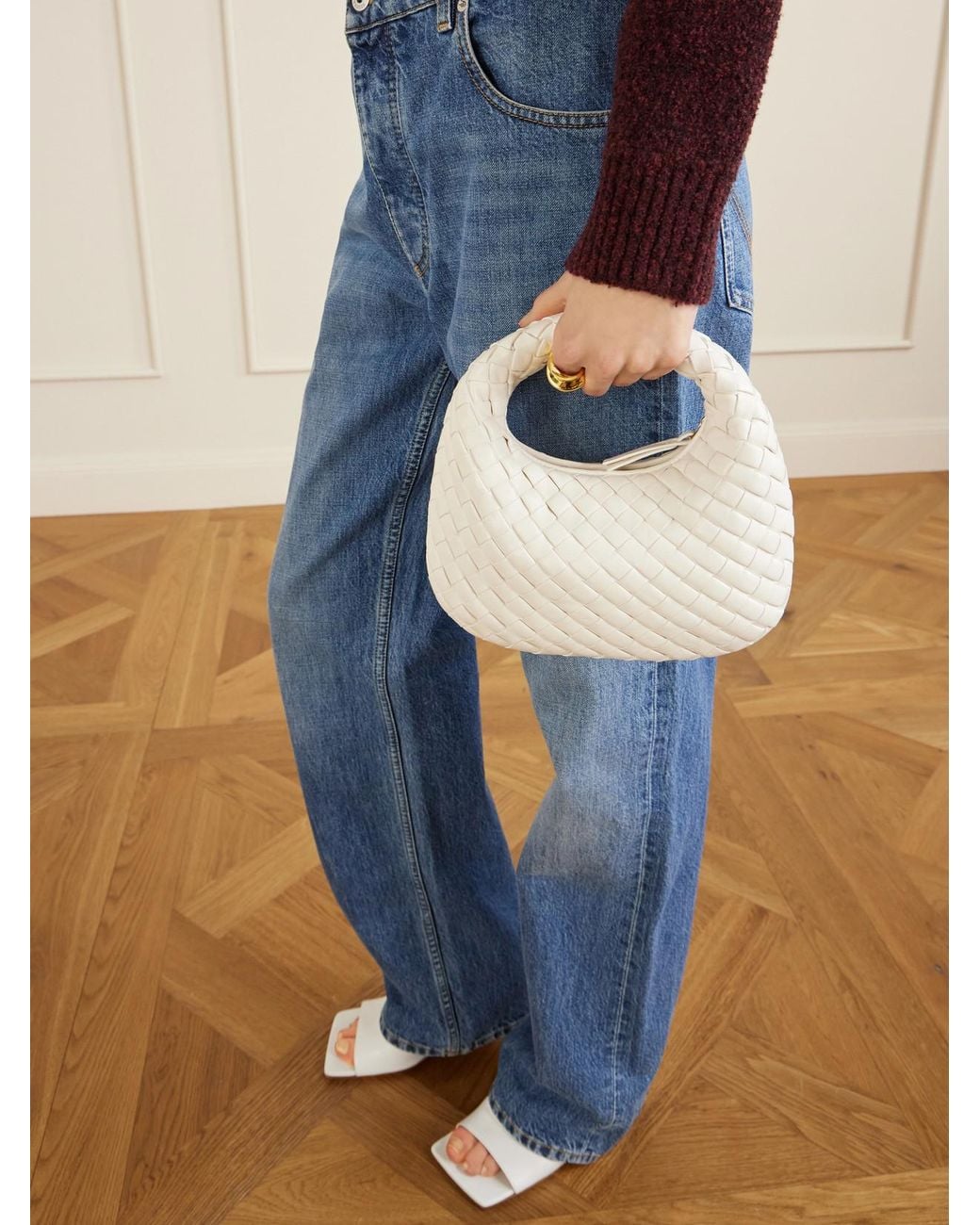 Bottega Veneta Natural Baby Veneta Intrecciato Leather Top-Handle Bag