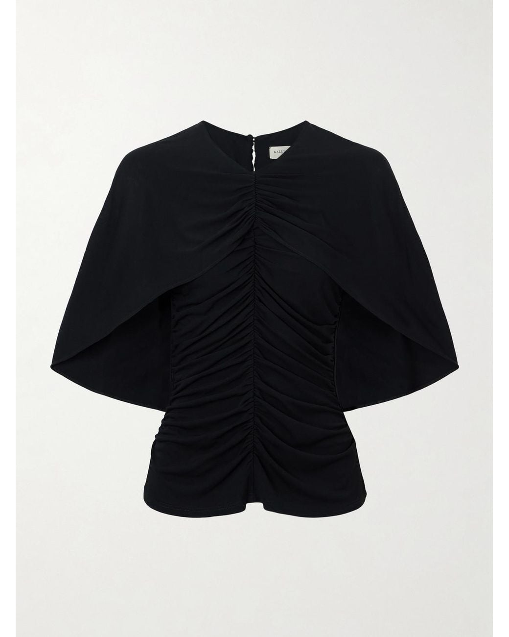 Kallmeyer Black Emme Cape-Effect Gathered Jersey Top