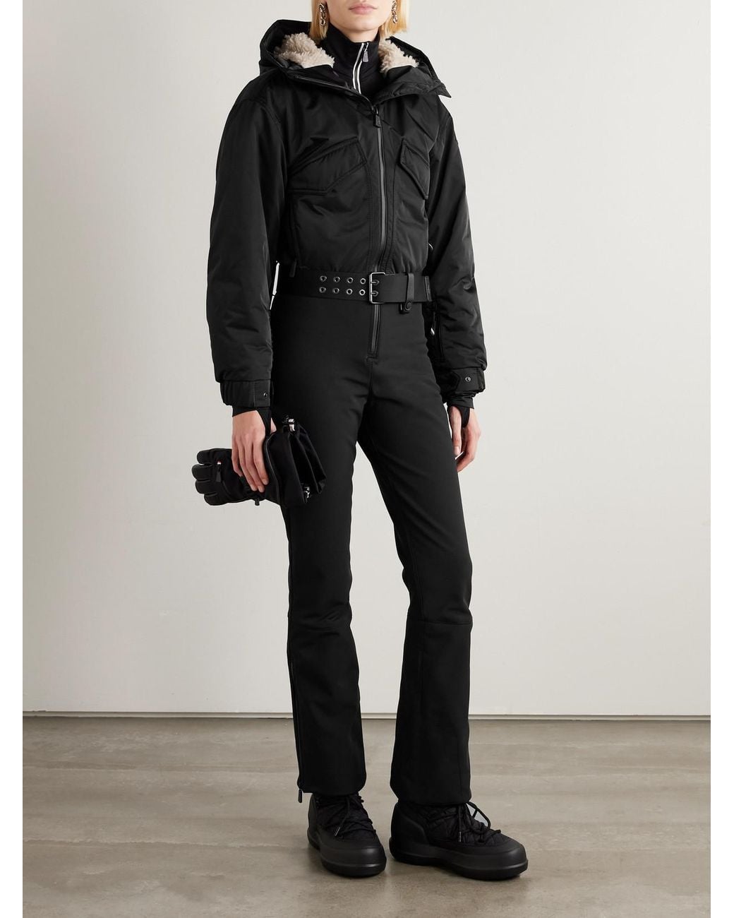 Moncler Black Belted Ski Suit