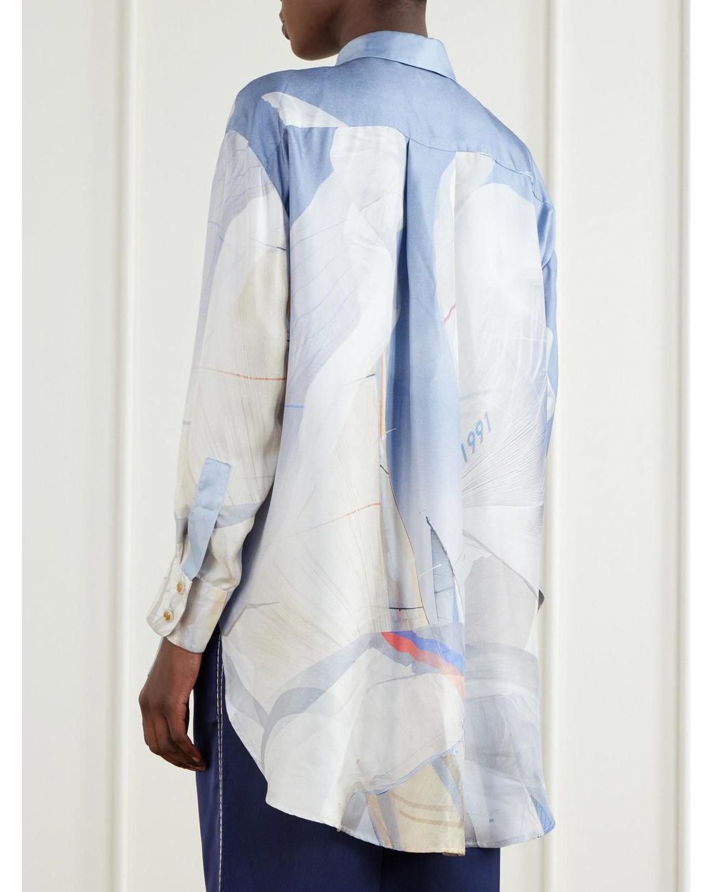 Zimmermann Blue Clash Printed Silk Shirt
