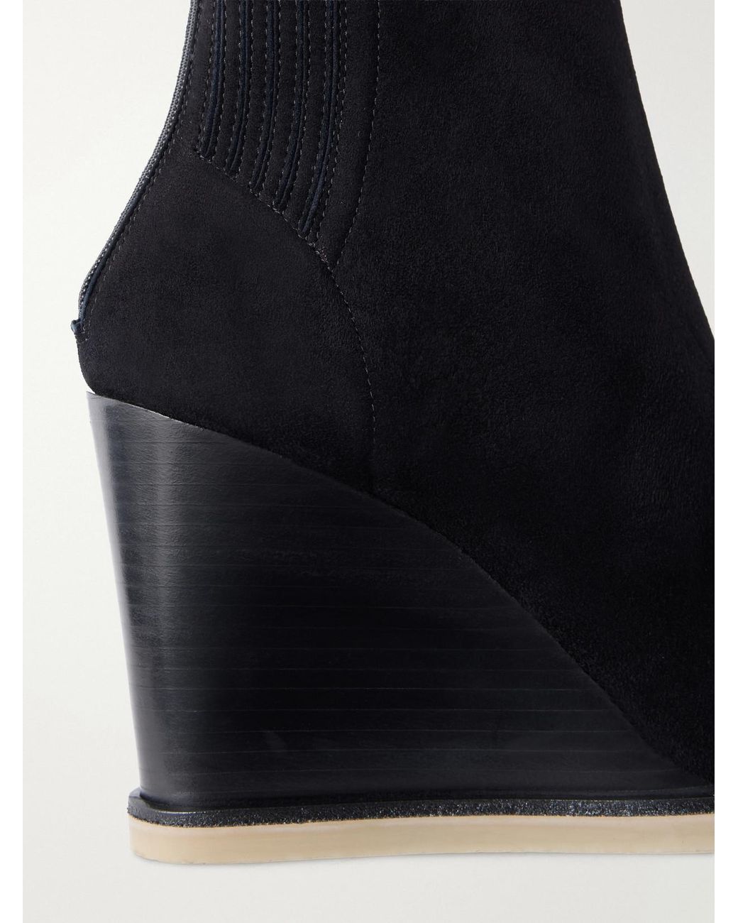 Aquazzura Black Saint Honoré 85 Suede Wedge Ankle Boots