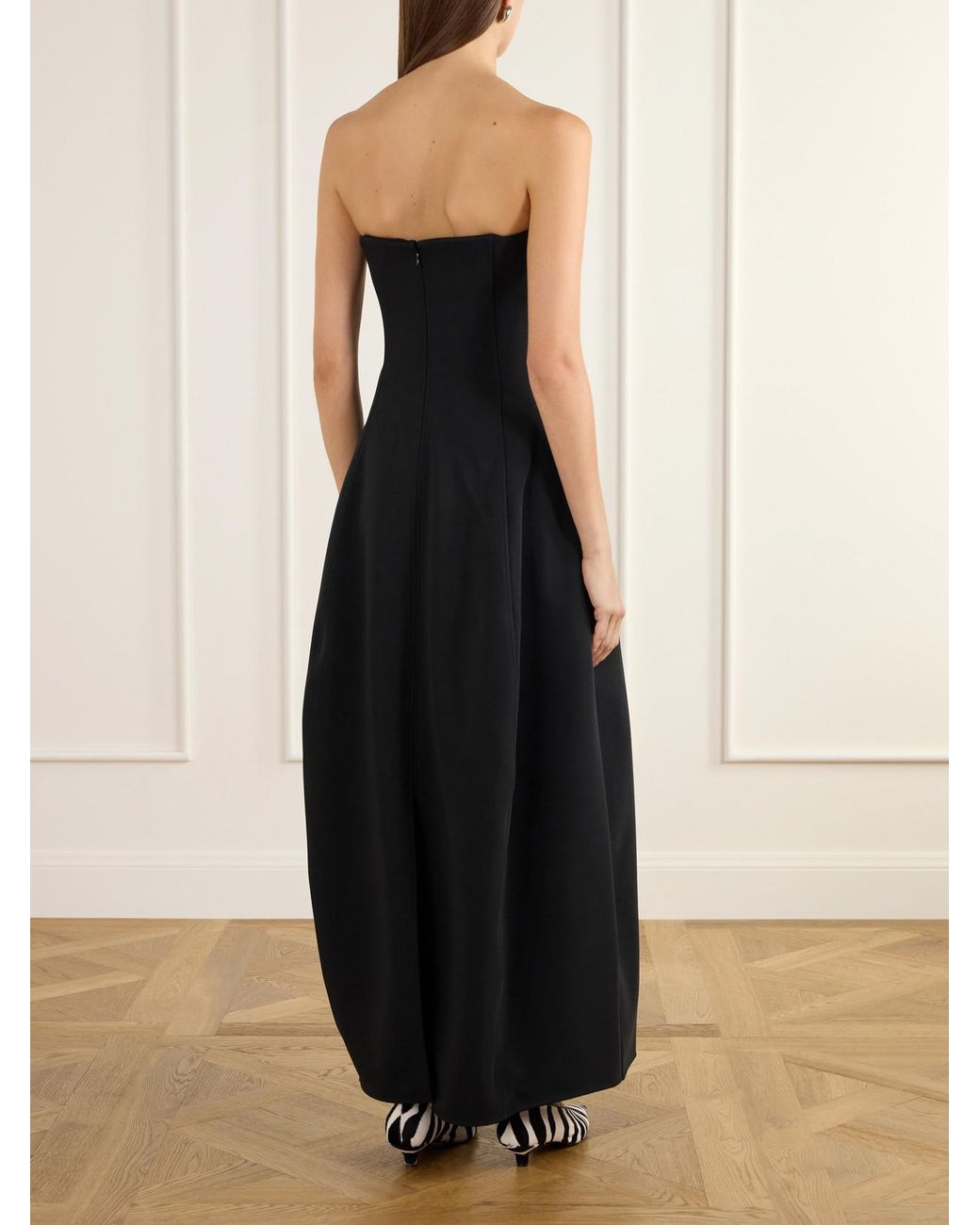 Totême Black Strapless Crepe Maxi Dress