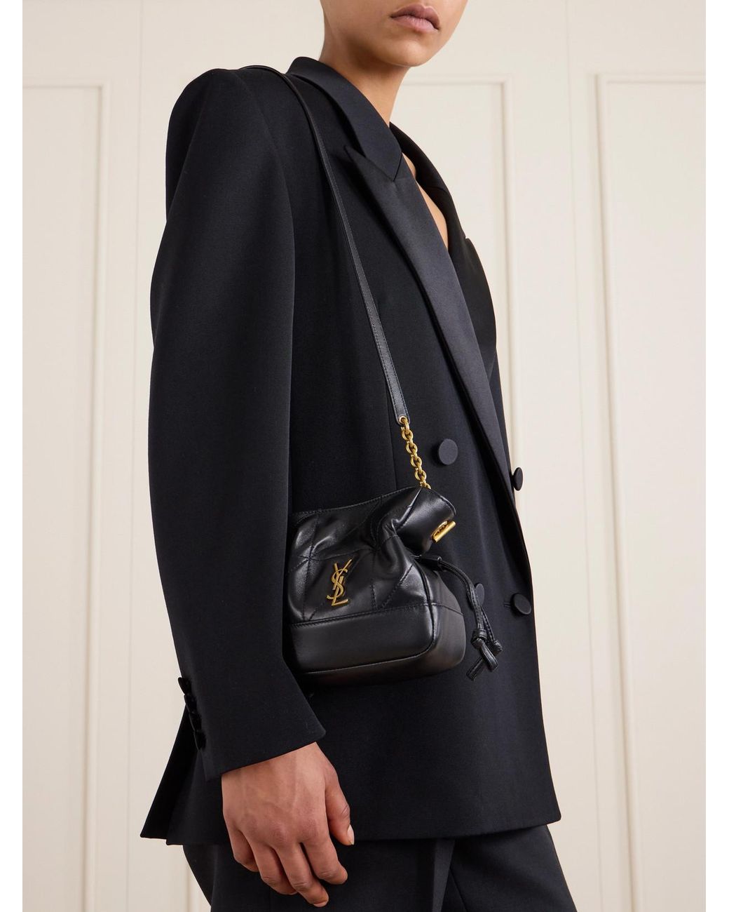 Saint Laurent Black Jamie Miniquilted Leather Shoulder Bag