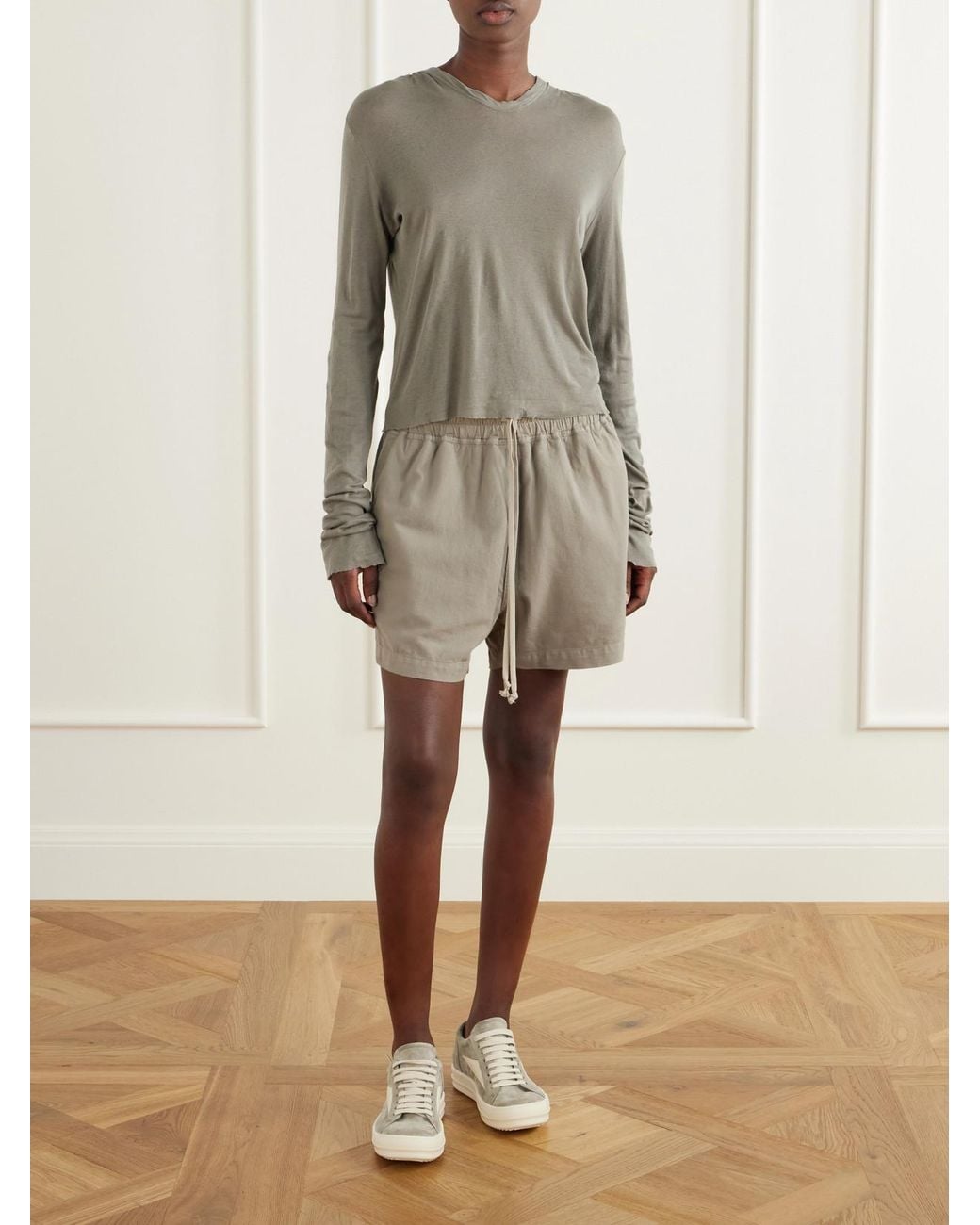 Rick Owens Gray Drkshdw Cotton-Jersey Shorts