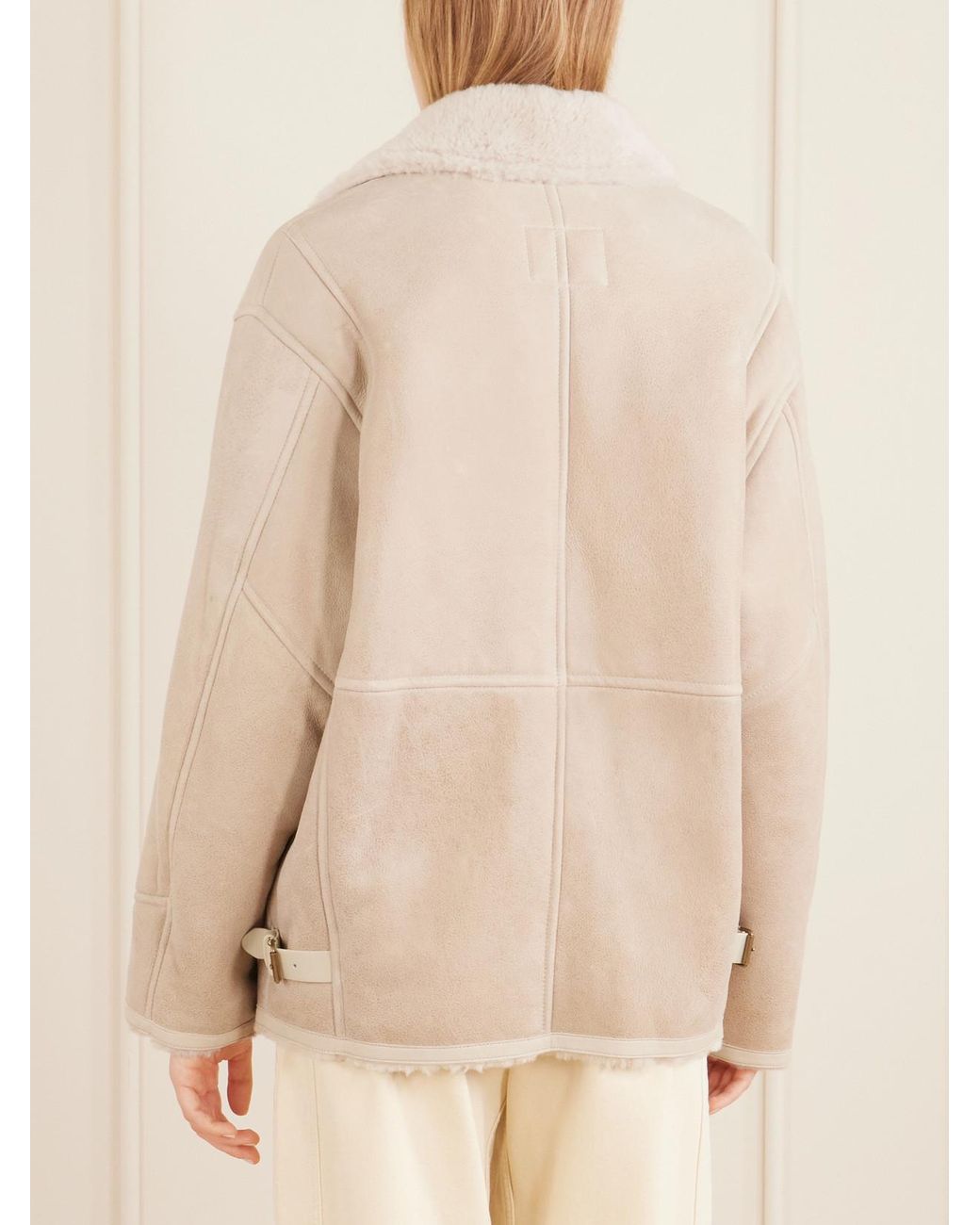 Isabel Marant Natural Adelina Shearling-Trimmed Leather Jacket