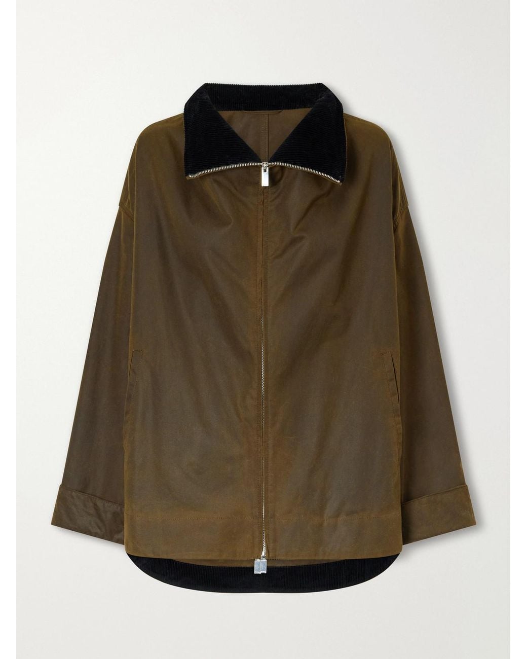 Totême Green Country Corduroy-Trimmed Cotton-Gabardine Jacket