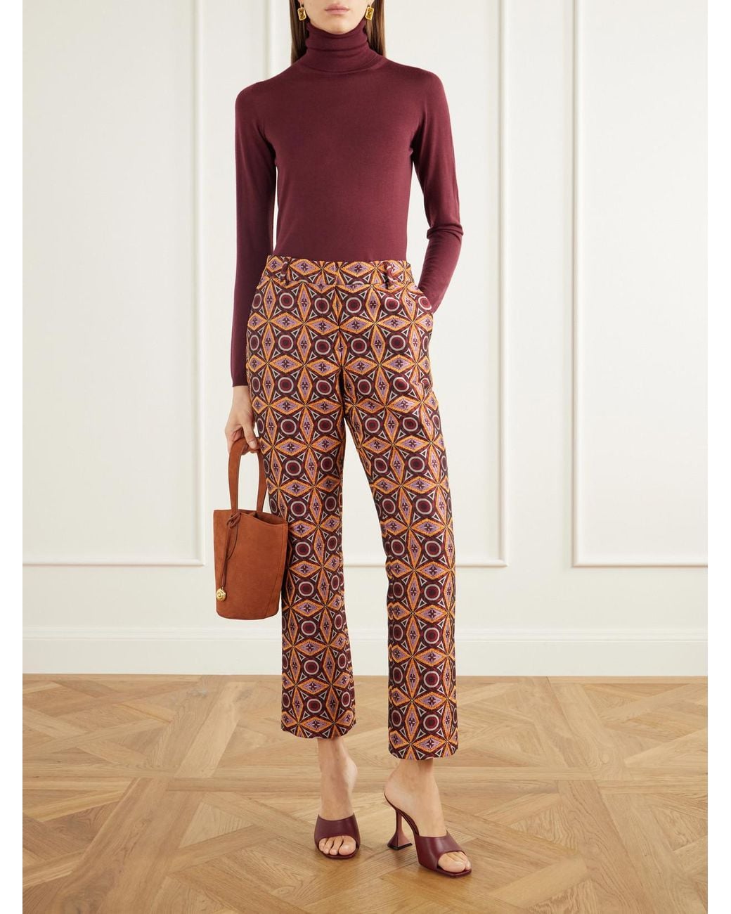 LaDoubleJ Red 24/7 Jacquard-Knit Straight-Leg Pants