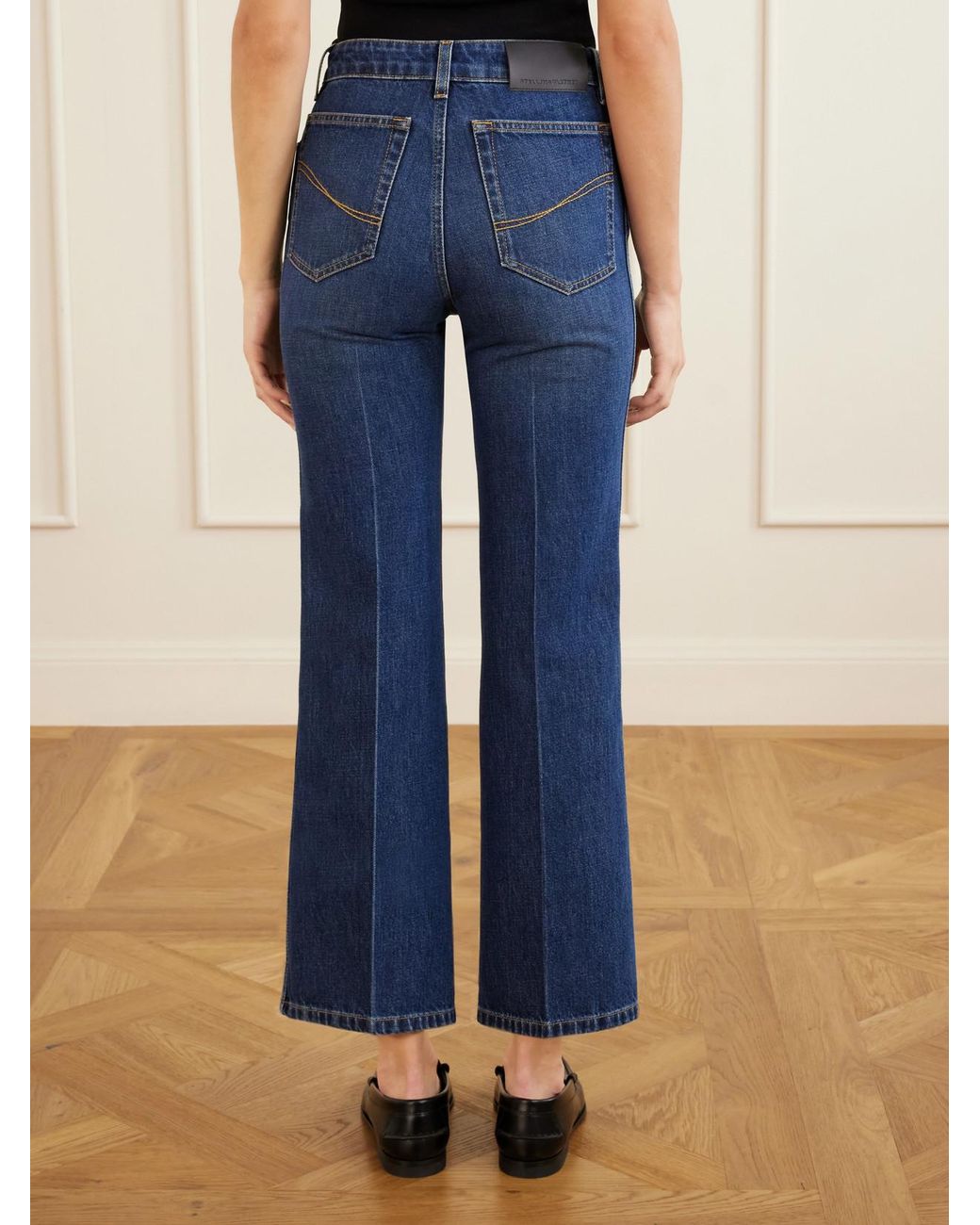 Stella McCartney Blue Mid-Rise Cropped Flared Jeans