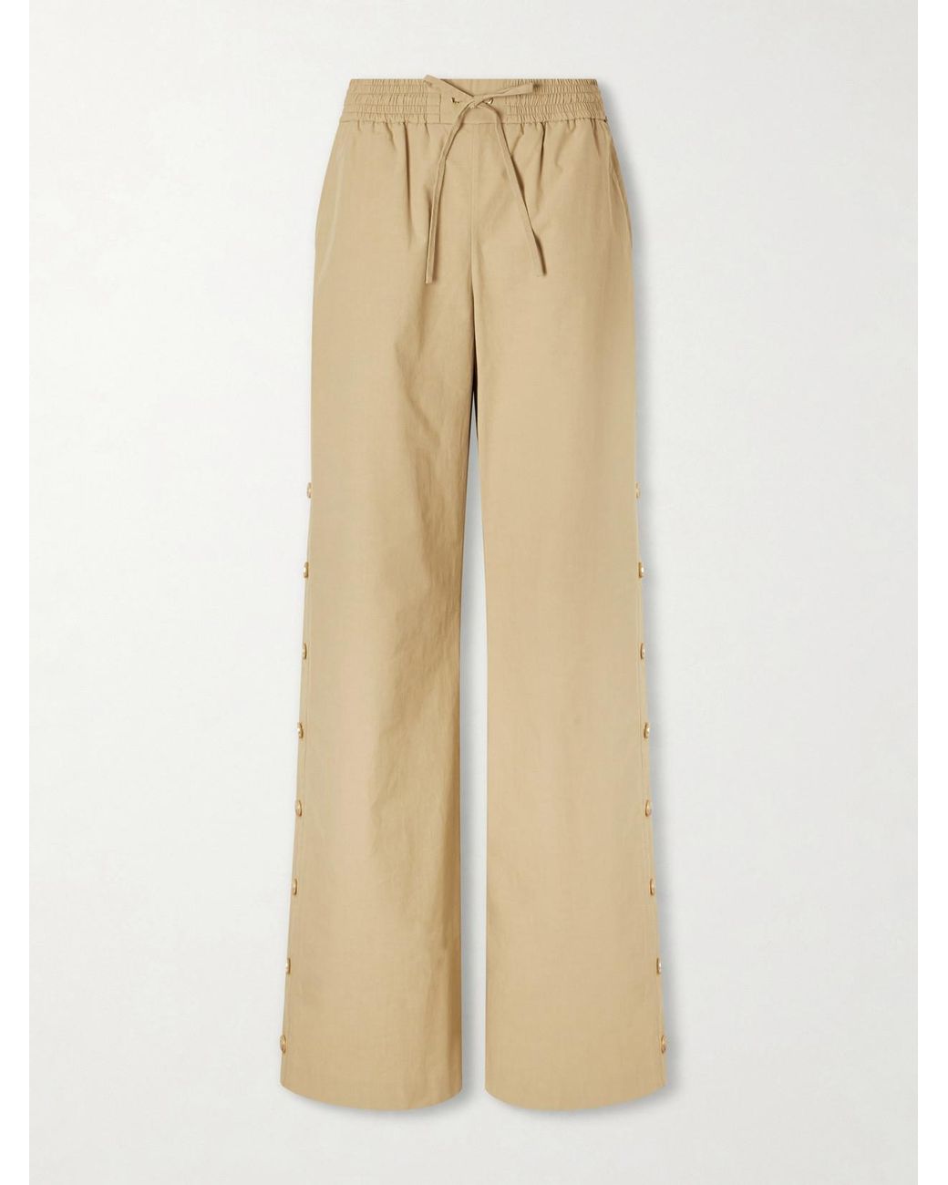 Zimmermann Natural Valiant Button Cotton-Poplin Wide-Leg Pants