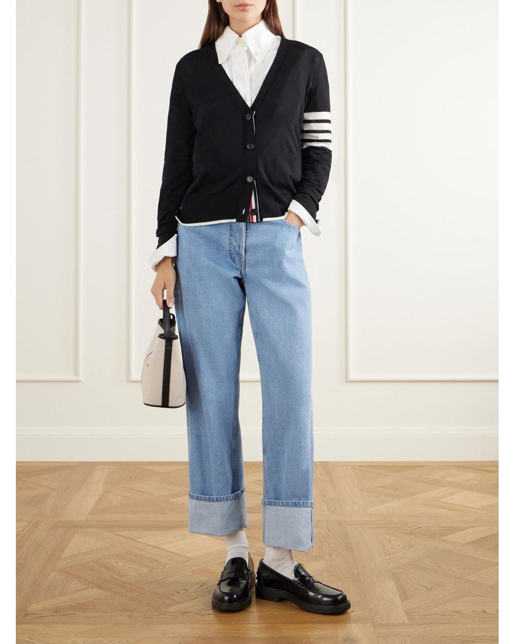 Thom Browne Black 4-Bar Wool Cardigan