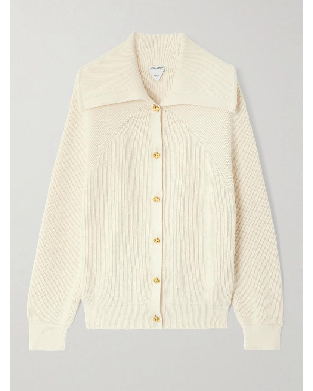 Bottega Veneta Natural Ribbed Cotton Cardigan