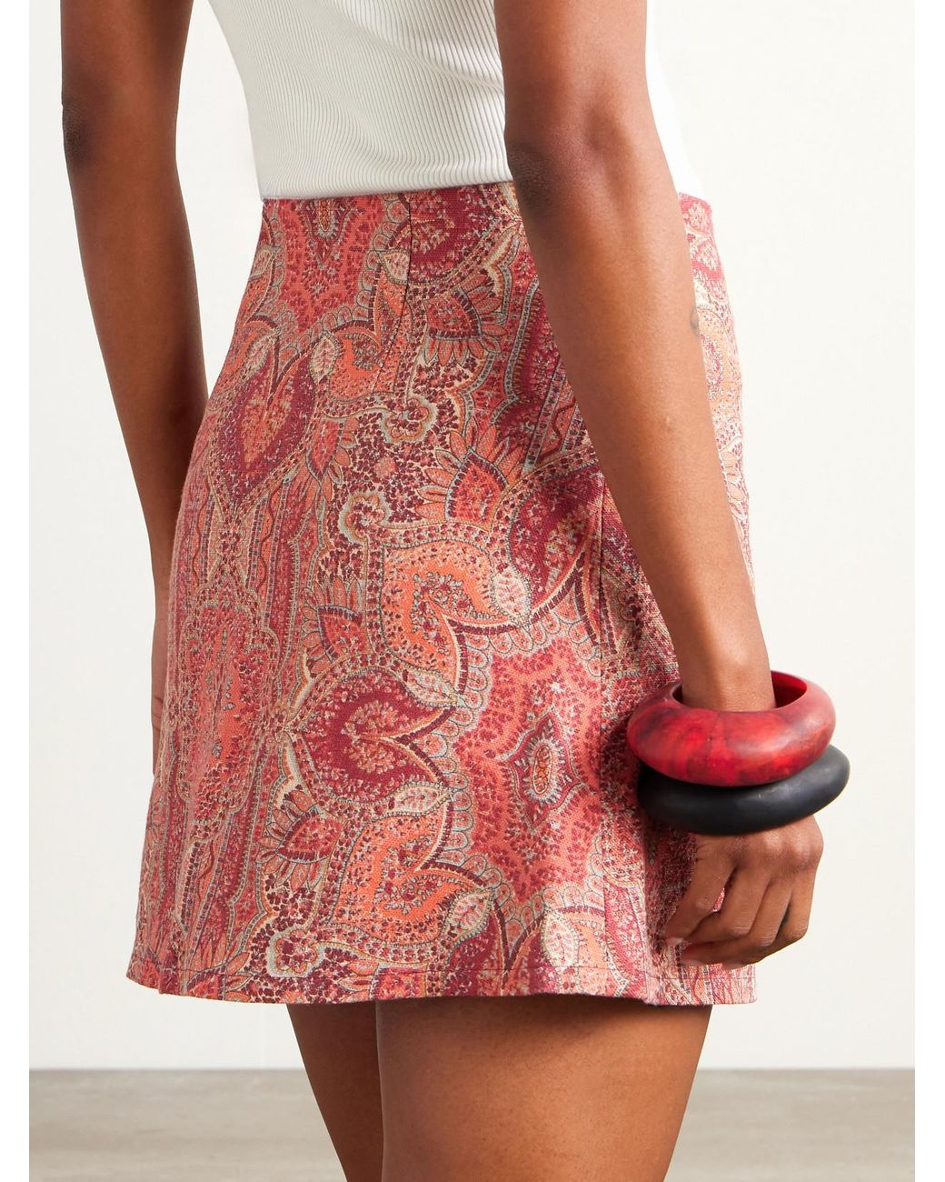 Marta Ferri Pink Printed Linen Mini Skirt