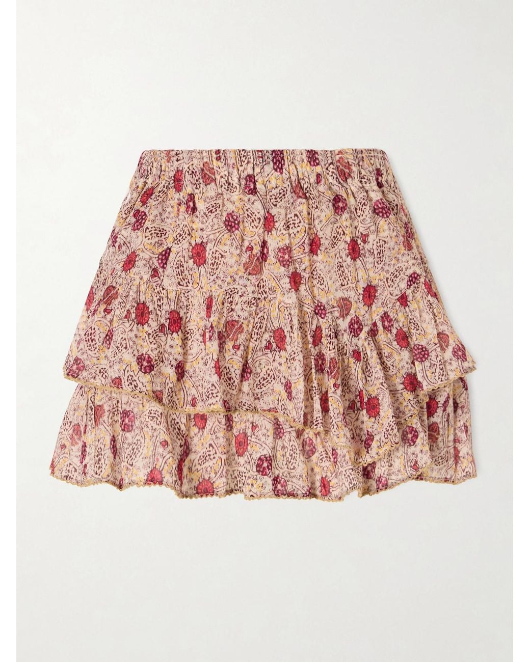 Isabel Marant Pink Jocadia Floral-Print Ruffled Organic Cotton-Voile Shorts