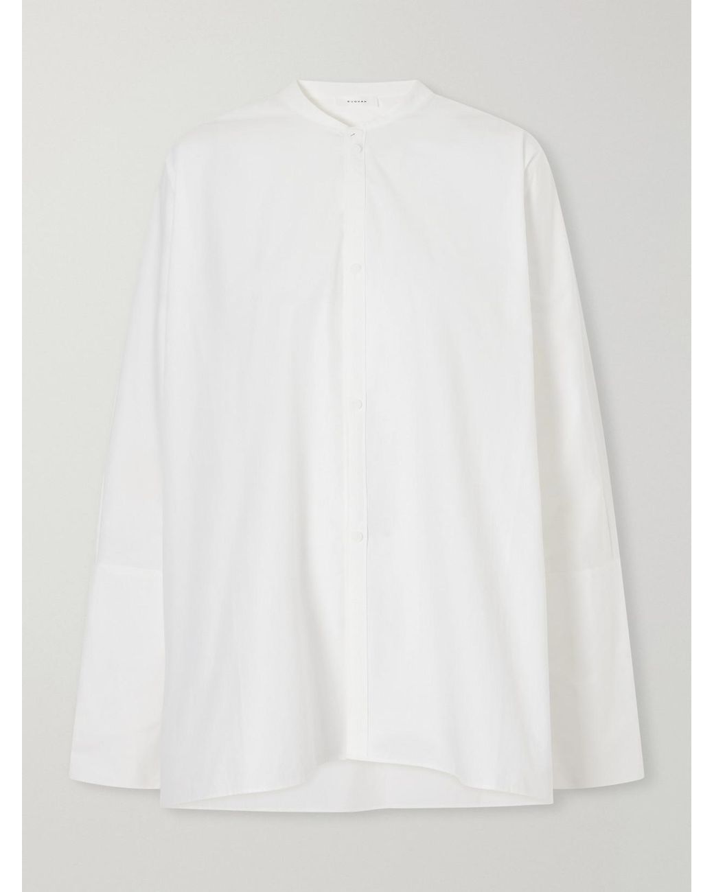 Ruohan White Kael Asymmetrical Cotton-Poplin Shirt
