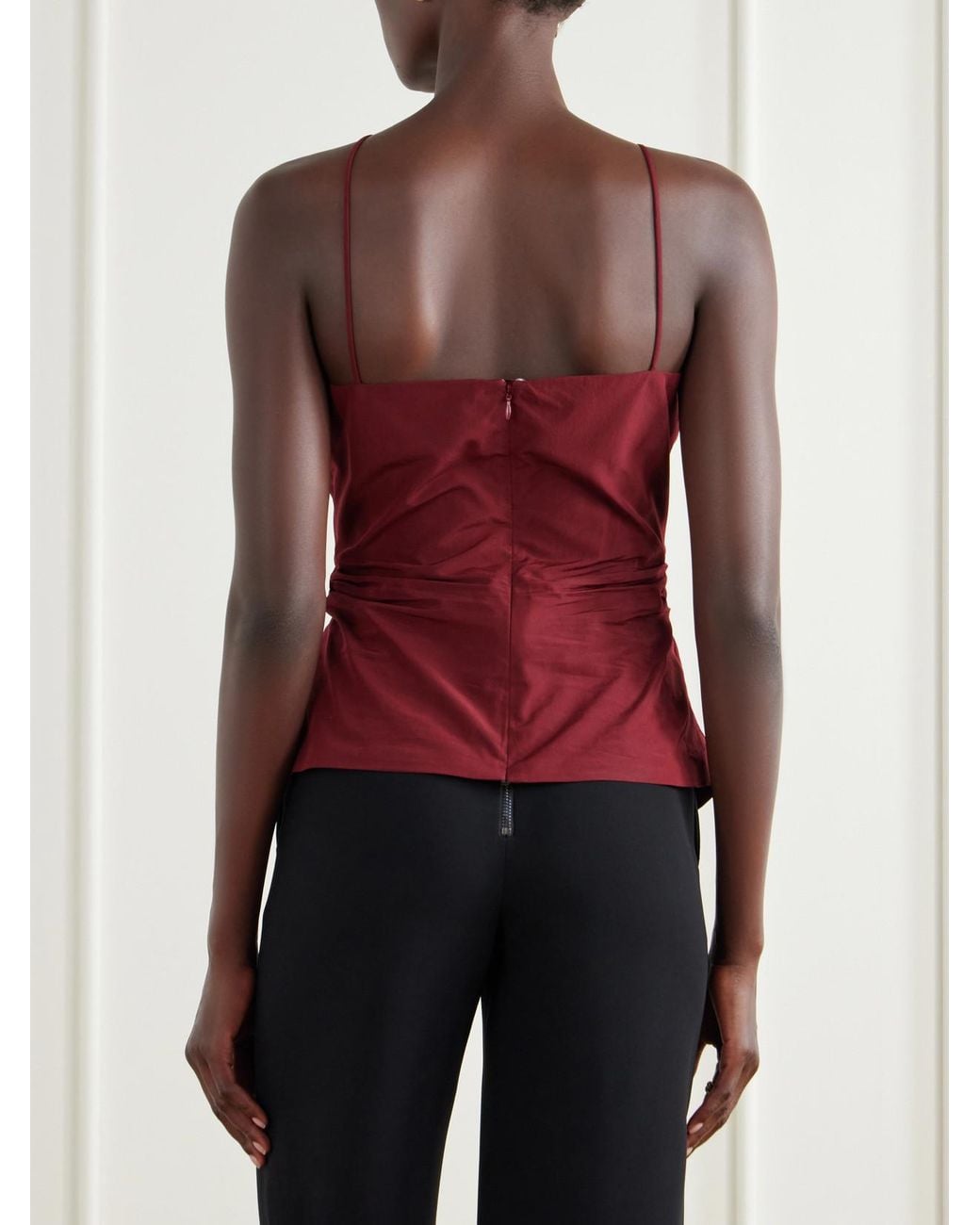 Magda Butrym Red Floral-Appliquéd Cotton And Silk-Blend Cami