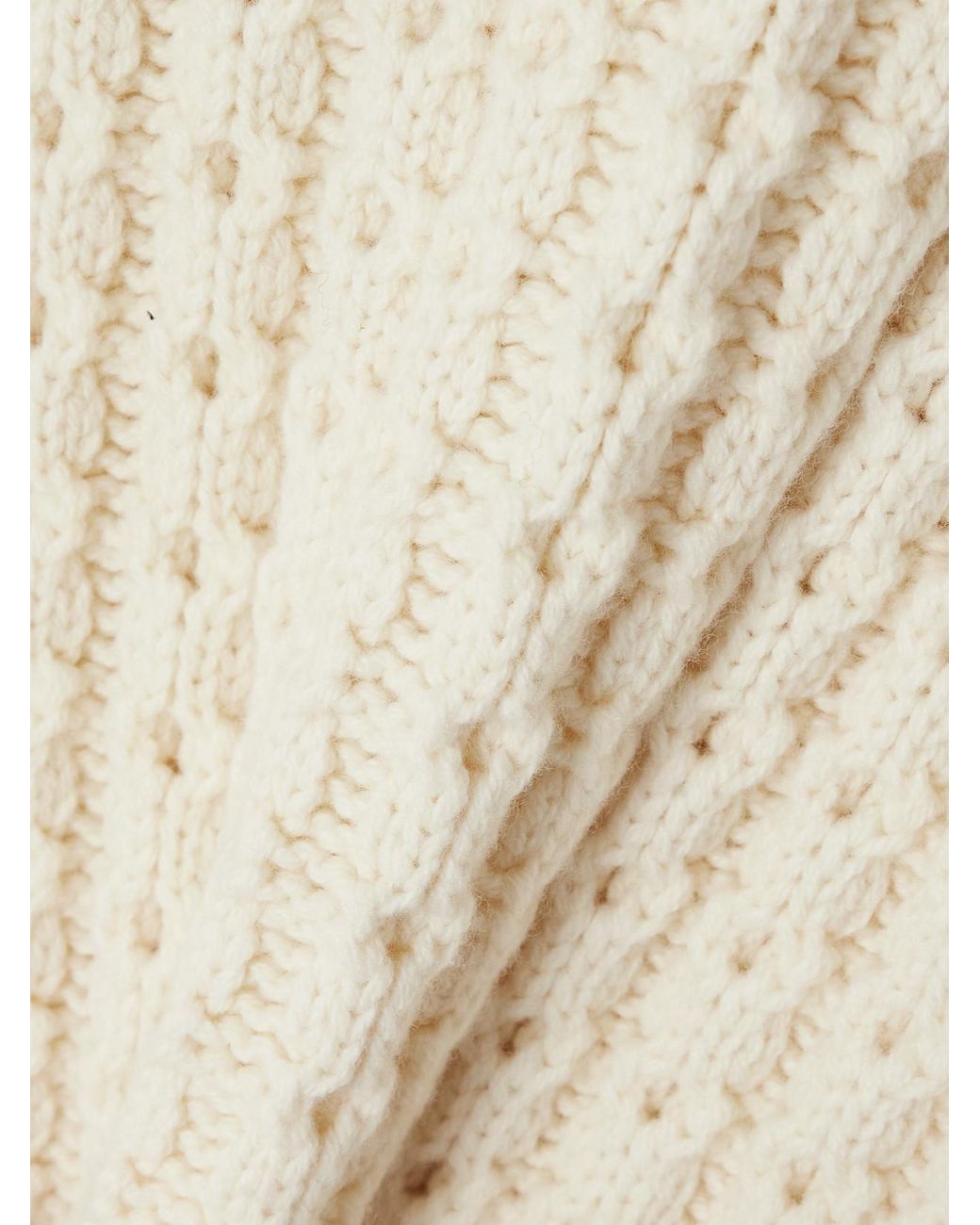 Alaïa Natural Oversized Belted Ribbed Wool Turtleneck Sweater Vest