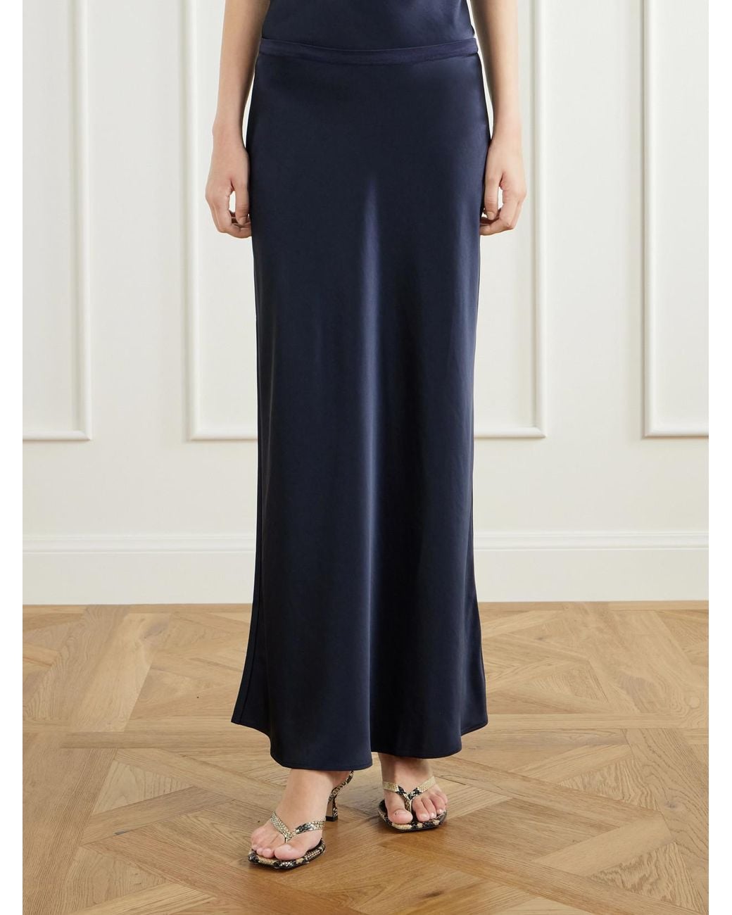Anine Bing Blue Bar Satin Maxi Skirt
