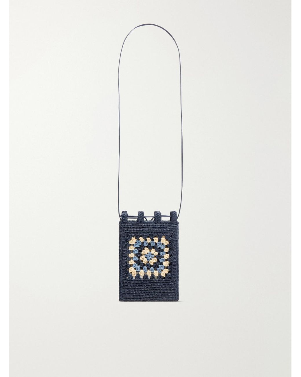 Loewe White Paula's Ibiza Logo-Embroidered Leather-Trimmed Crocheted Raffia Bucket Bag