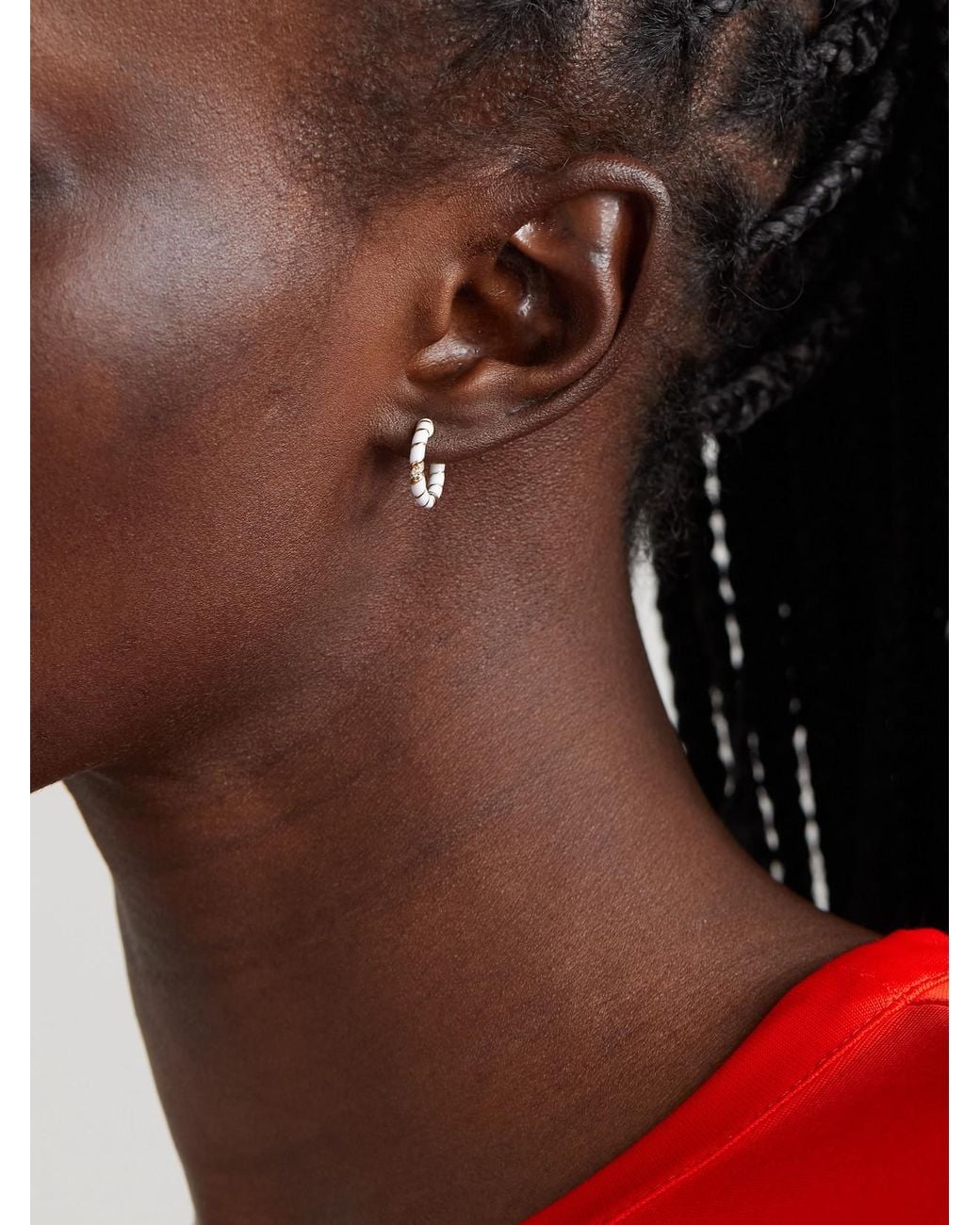 Yvonne Léon Natural 9-Karat, Enamel And Diamond Hoop Earrings