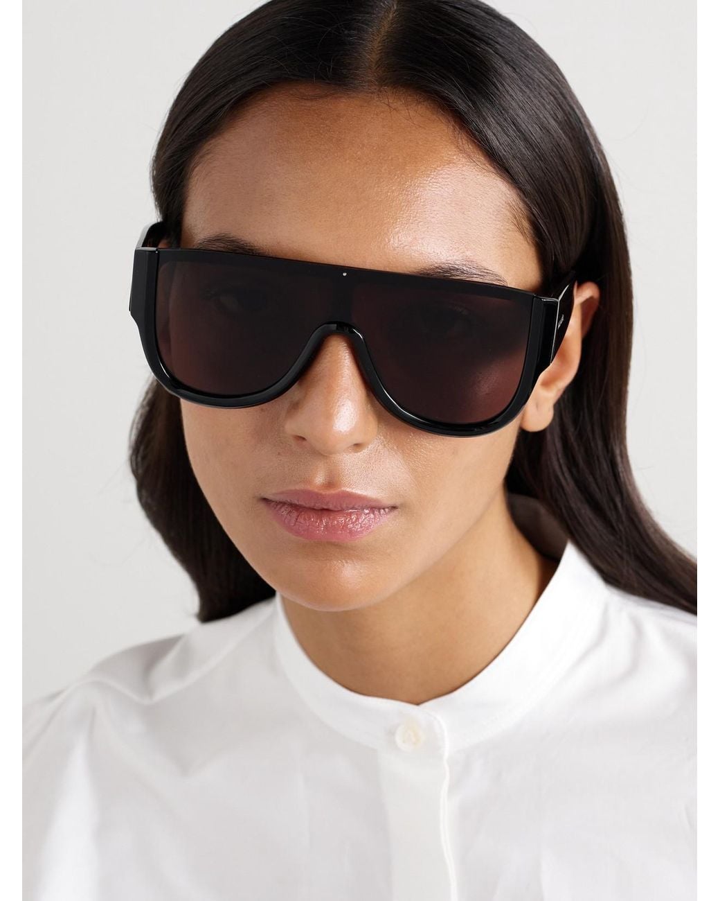Alaïa Black Mask Large D-Frame Acetate Sunglasses