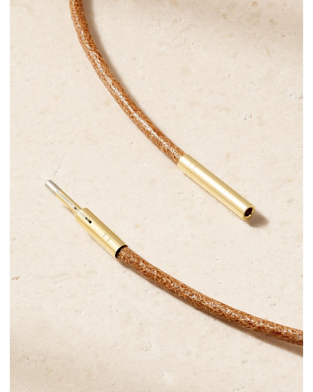 Marie Lichtenberg Natural Micro Weight 18-Karat And Leather Necklace