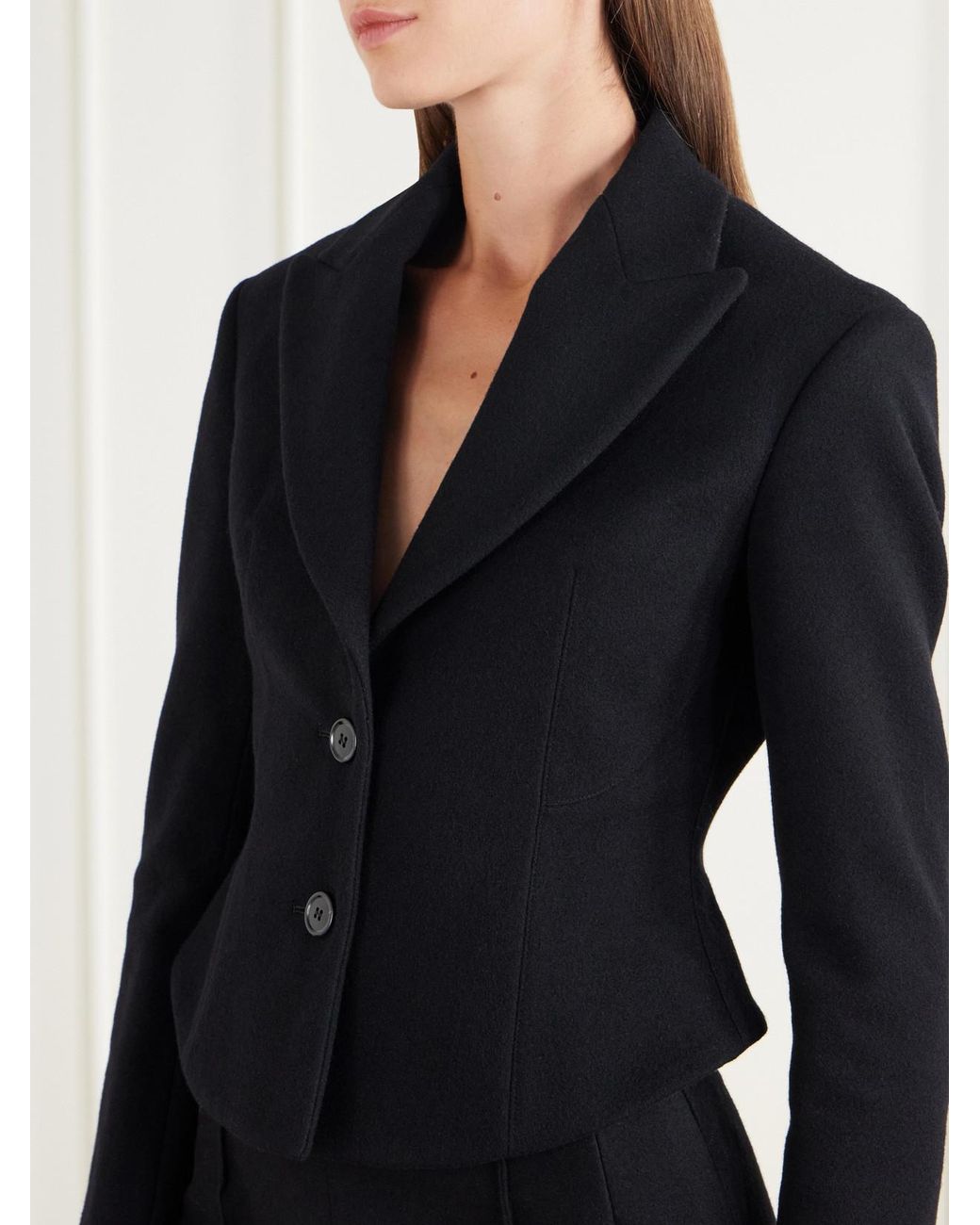 Alaïa Black Cropped Wool-Felt Blazer
