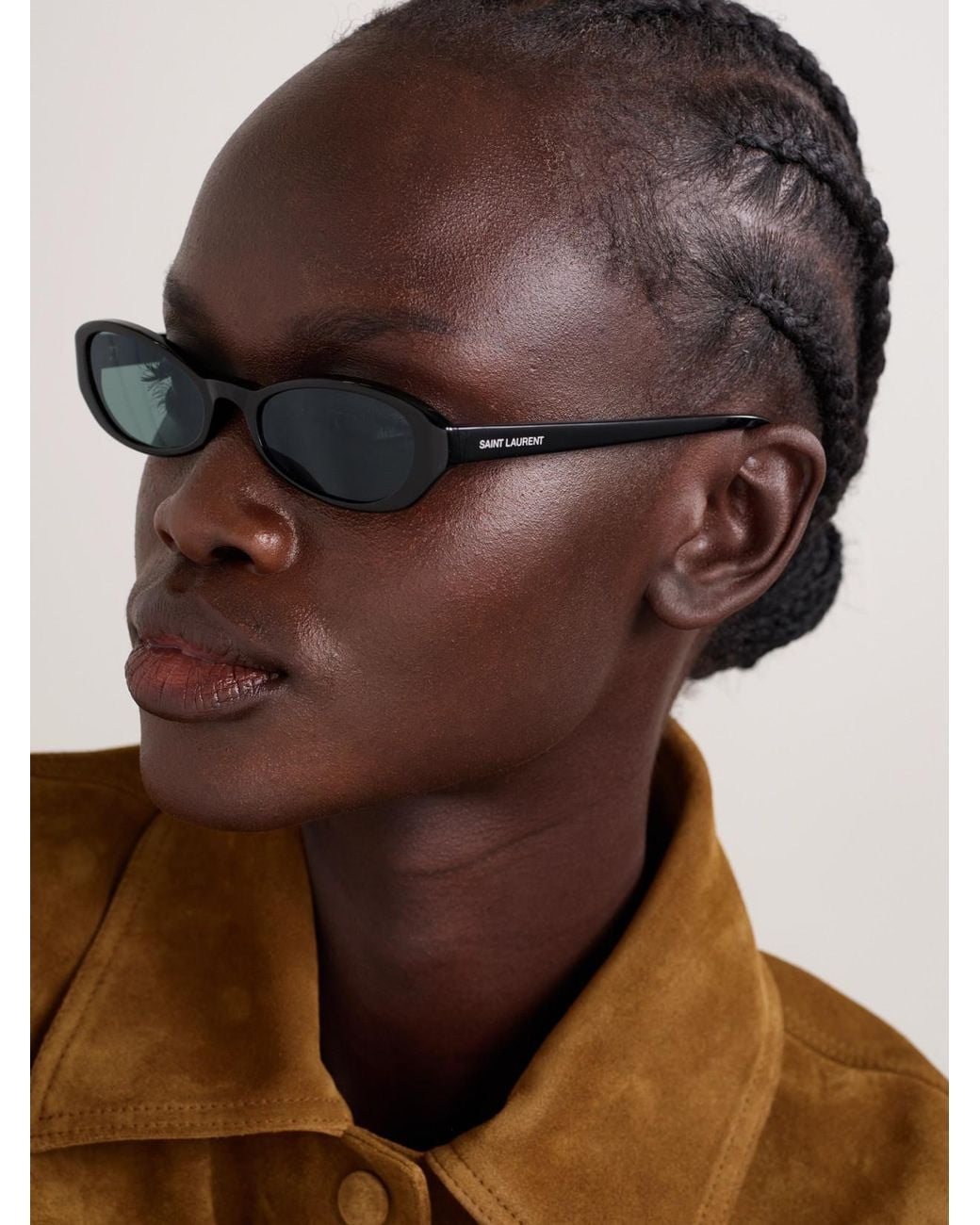 Saint Laurent Green Erin Oval-Frame Acetate Sunglasses
