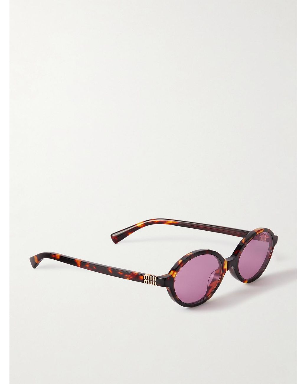 Miu Miu Pink Oval-Frame Acetate Sunglasses