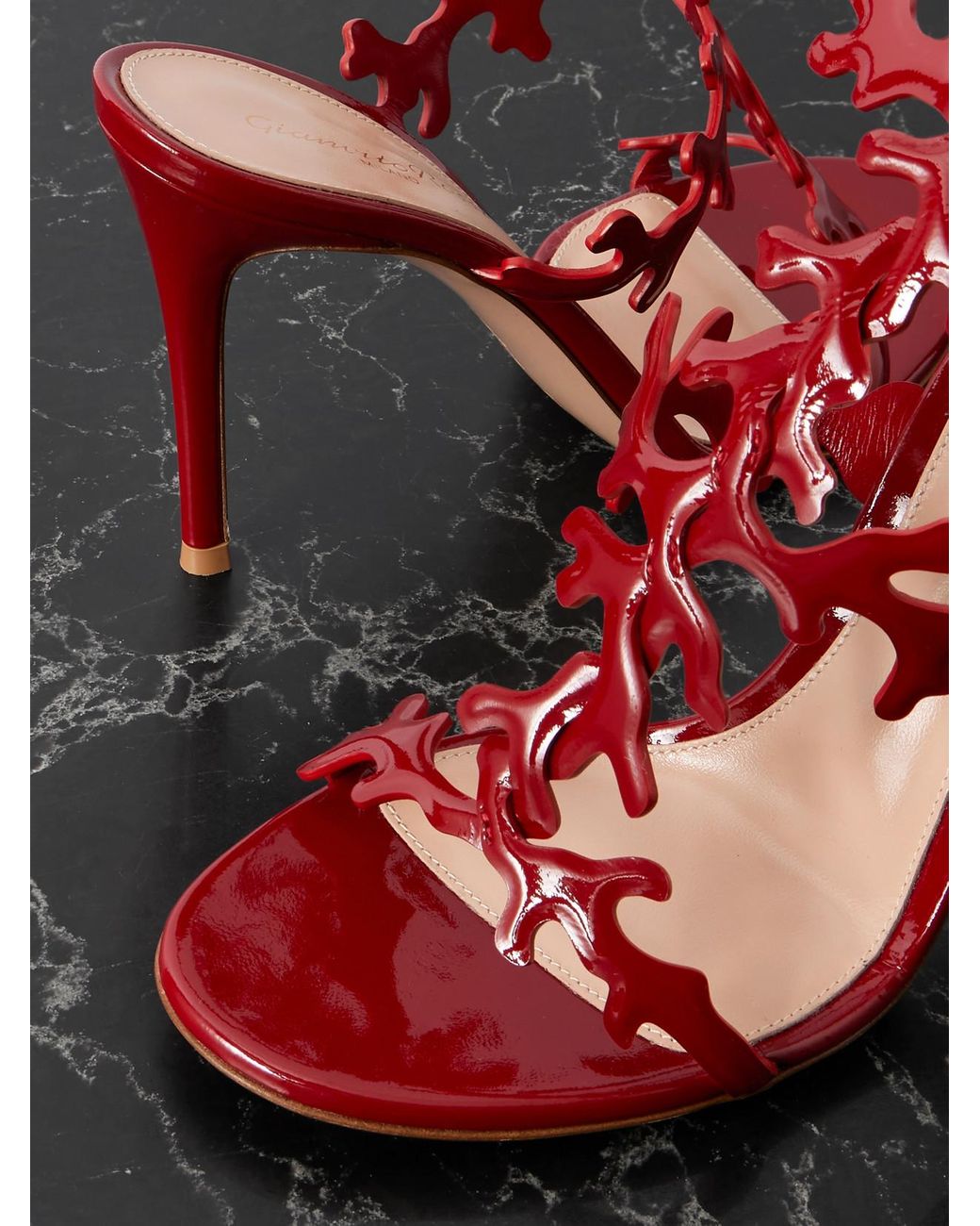Gianvito Rossi Red Nuit 95 Patent-Leather Sandals