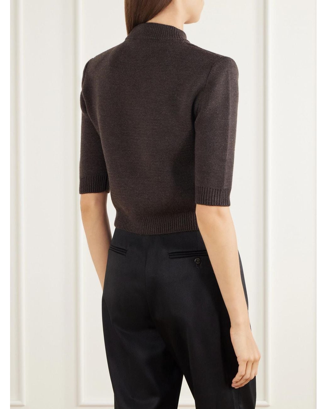 Willy Chavarria Gray Chavela Cropped Wool Sweater
