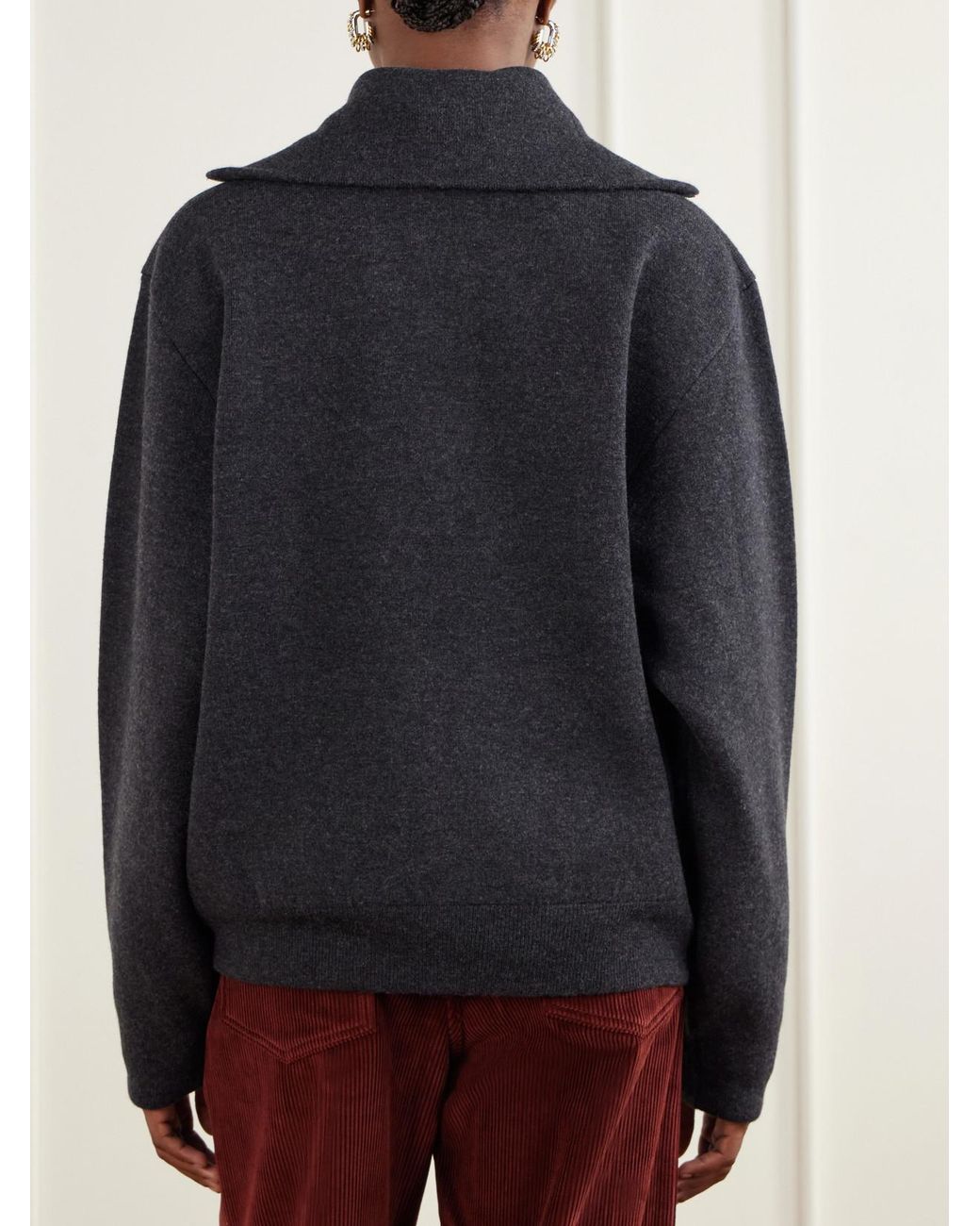 Rohe Blue Wool-Blend Half-Zip Sweater