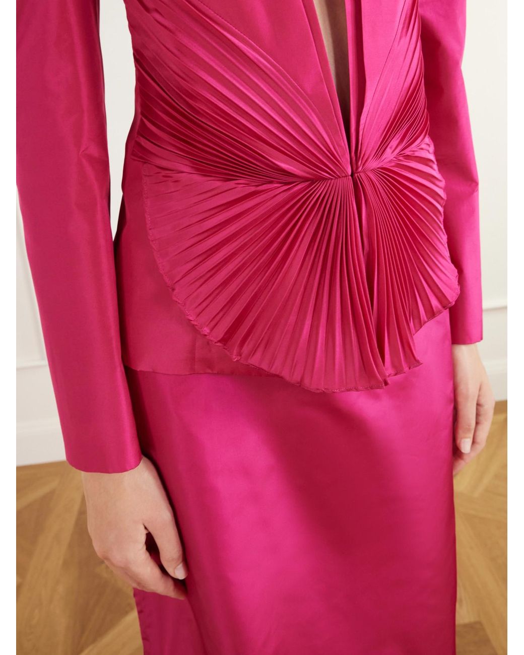 Valentino Garavani Pink Plissé Silk-Taffeta Jacket
