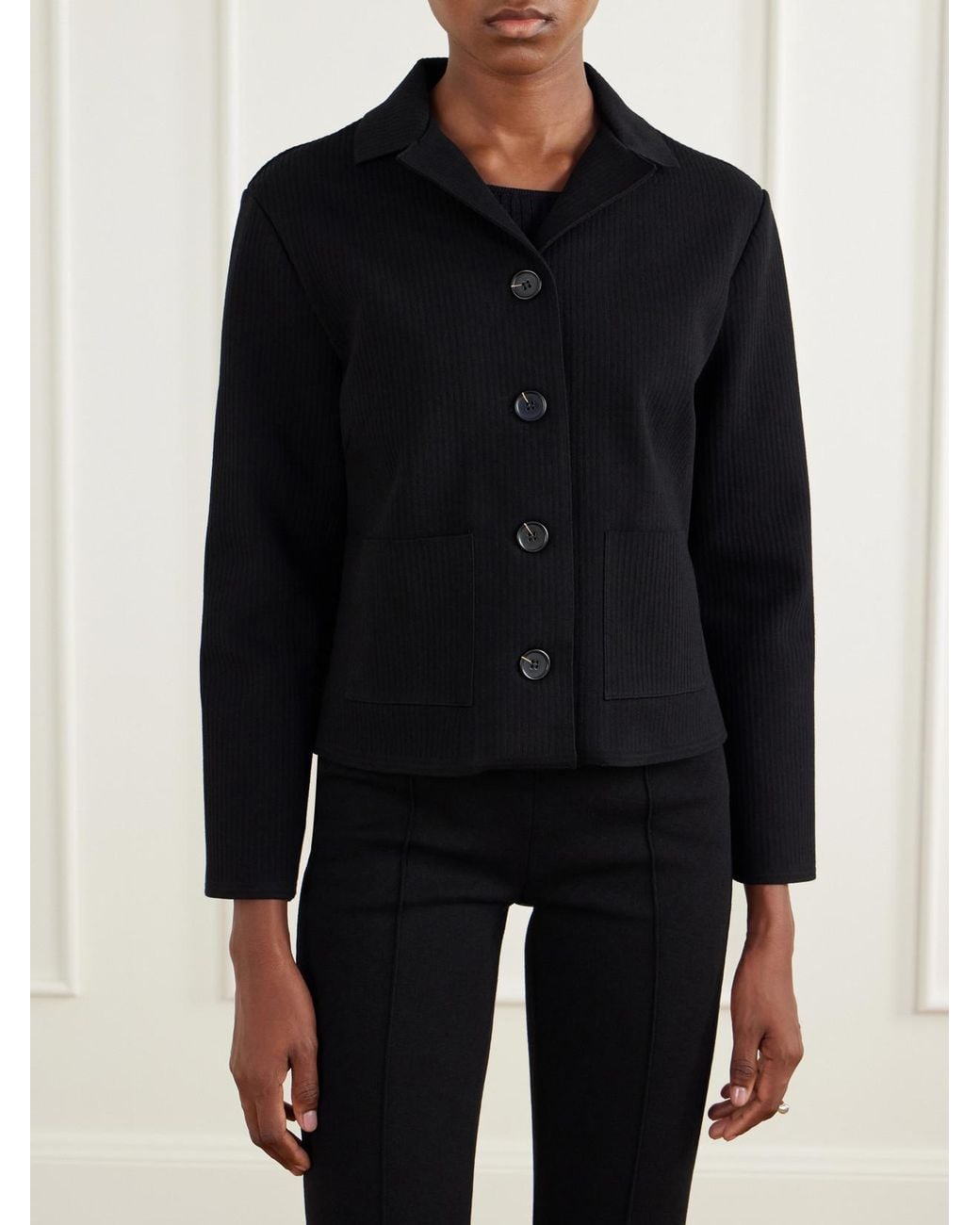 High Sport Black Maude Ribbed Cotton-Blend Jacket