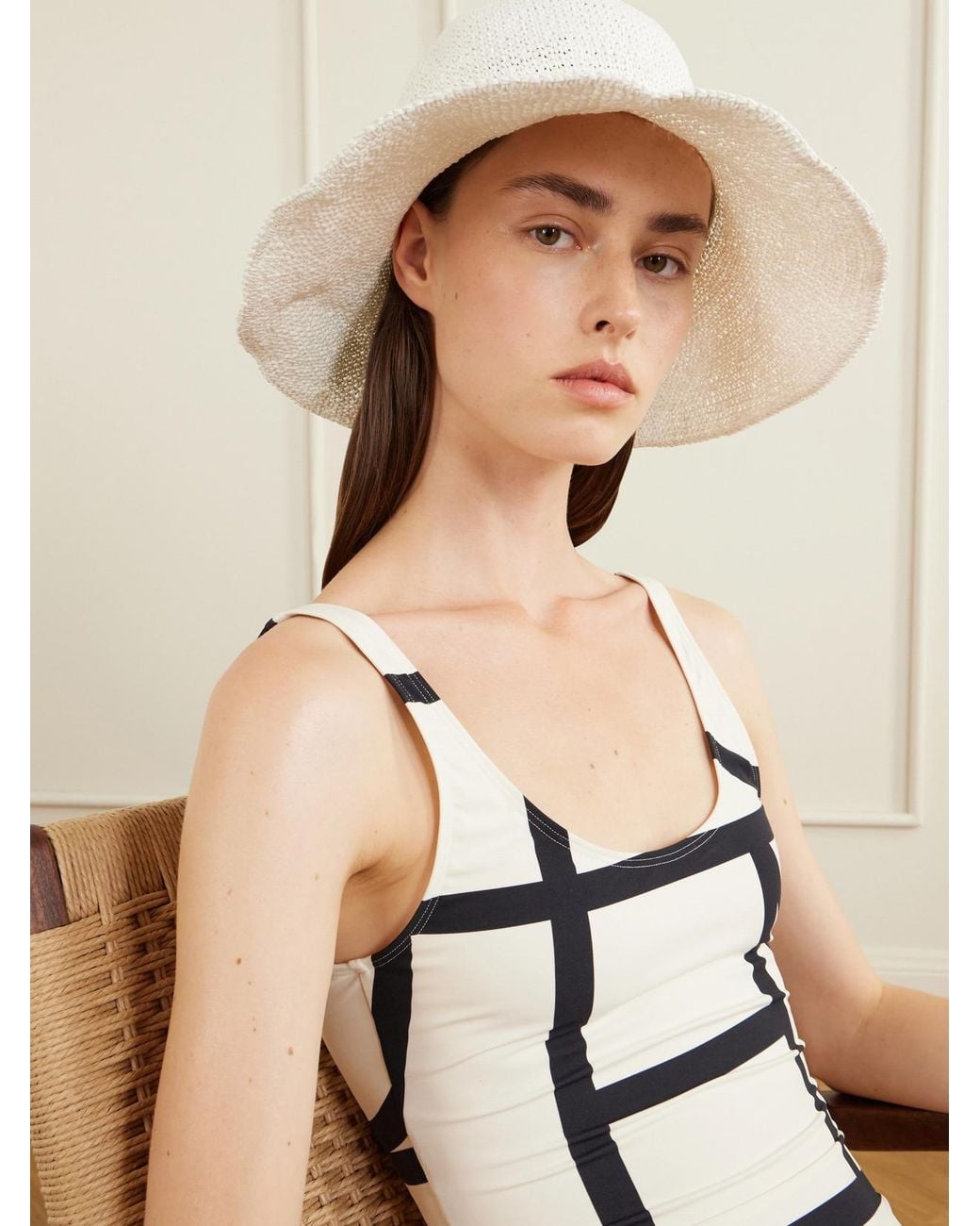 Totême White Woven Paper Sunhat