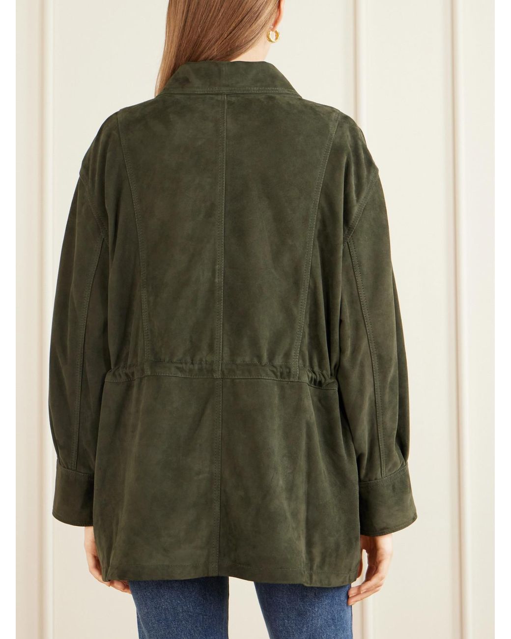 Arma Green Maeve Paneled Suede Jacket