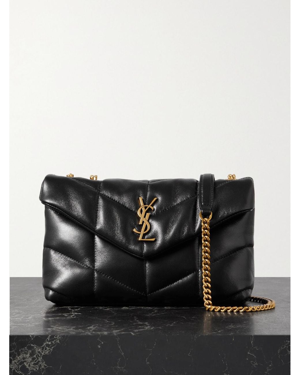 Saint Laurent Black Toy Puffer Mini Matelassé Leather Shoulder Bag