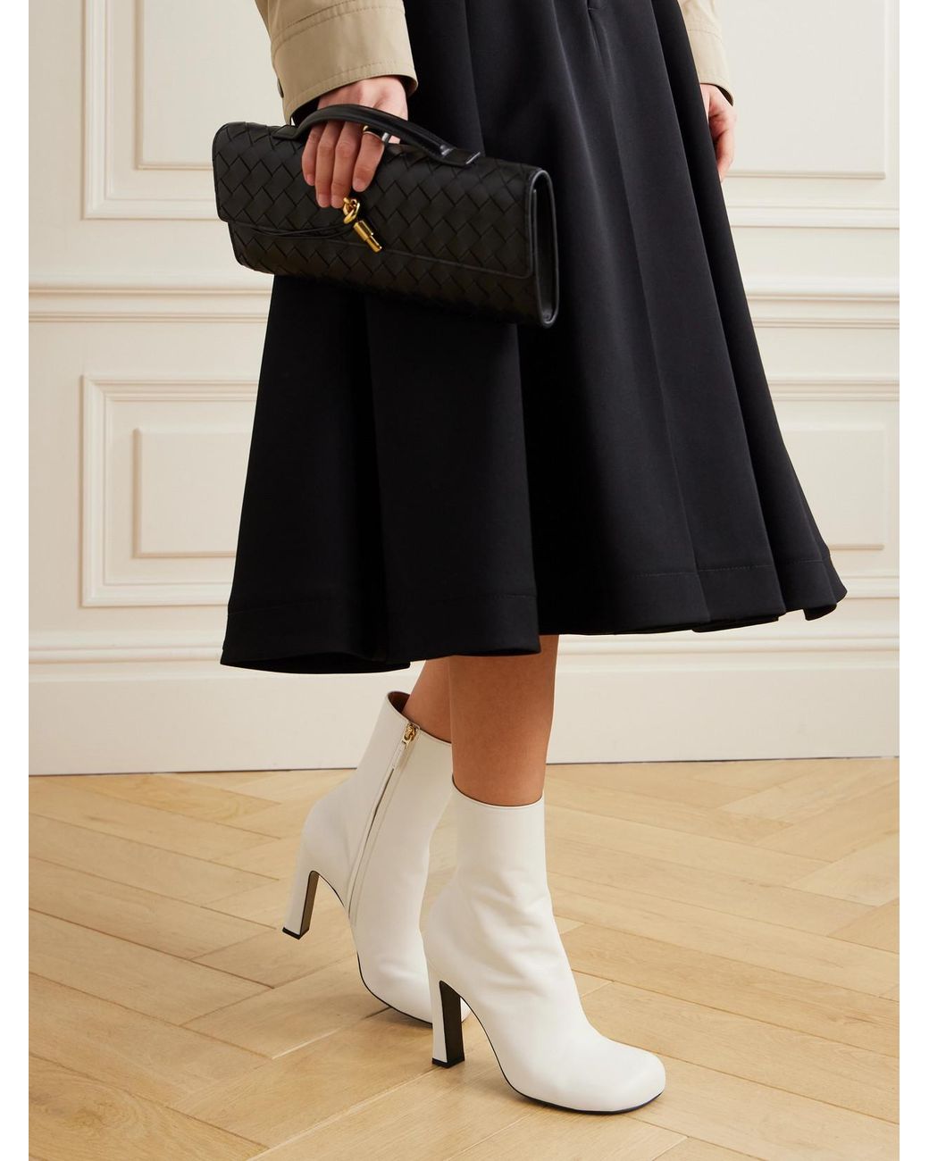Bottega Veneta White Leather Ankle Boots