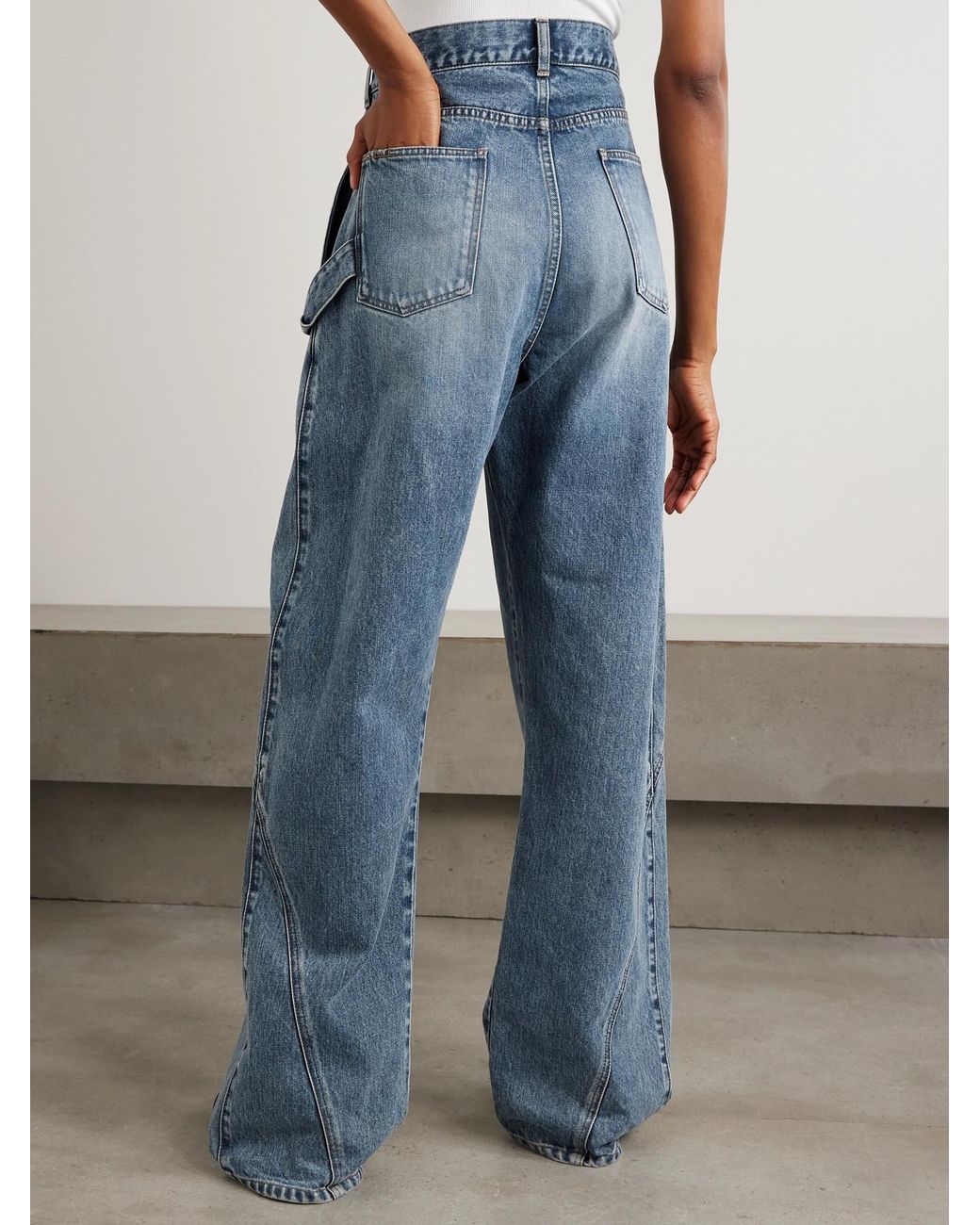 J.W. Anderson Blue Twisted Asymmetric Embroidered High-Rise Jeans