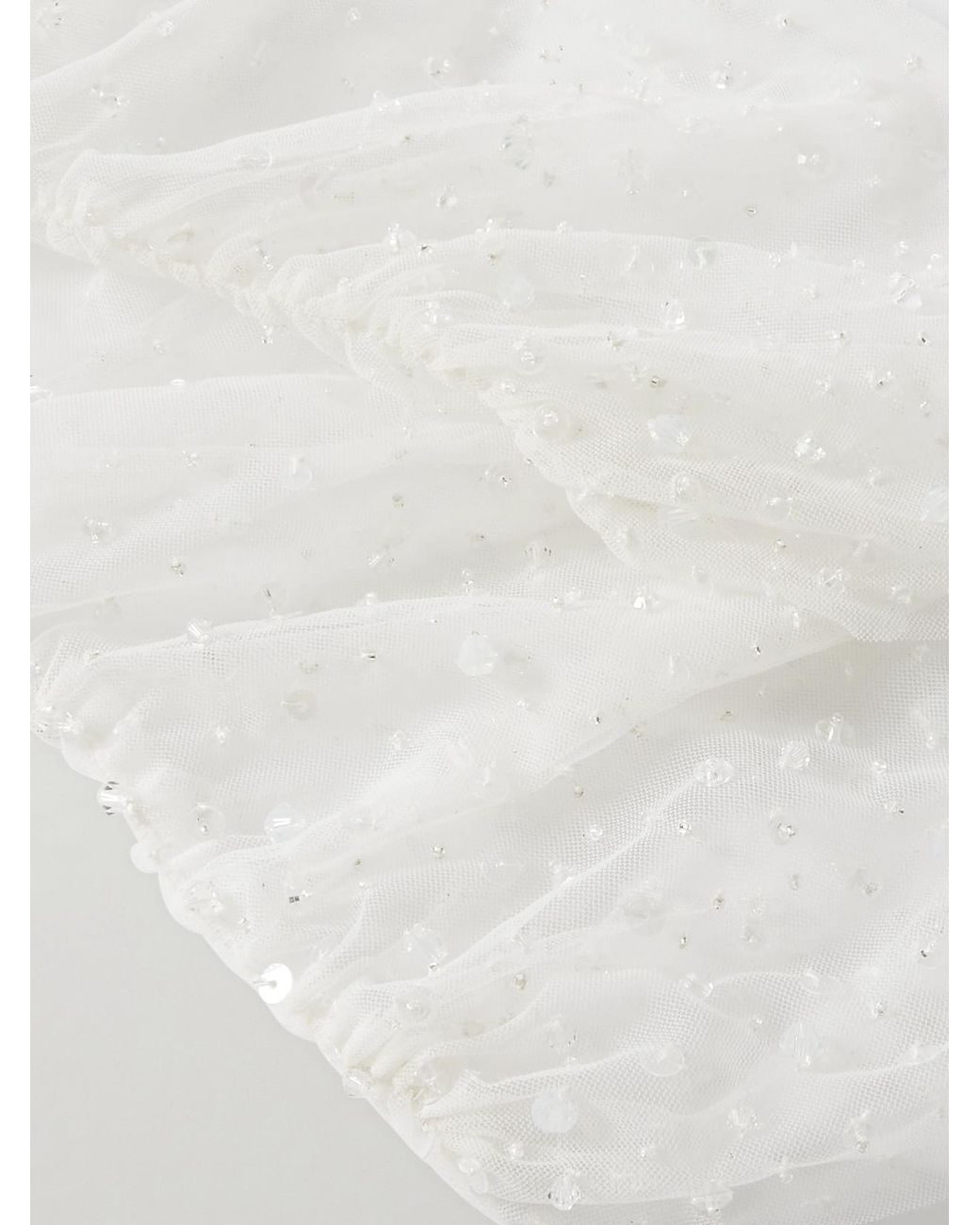 Clio Peppiatt White Chantilly Embellished Ruched Tulle Gloves