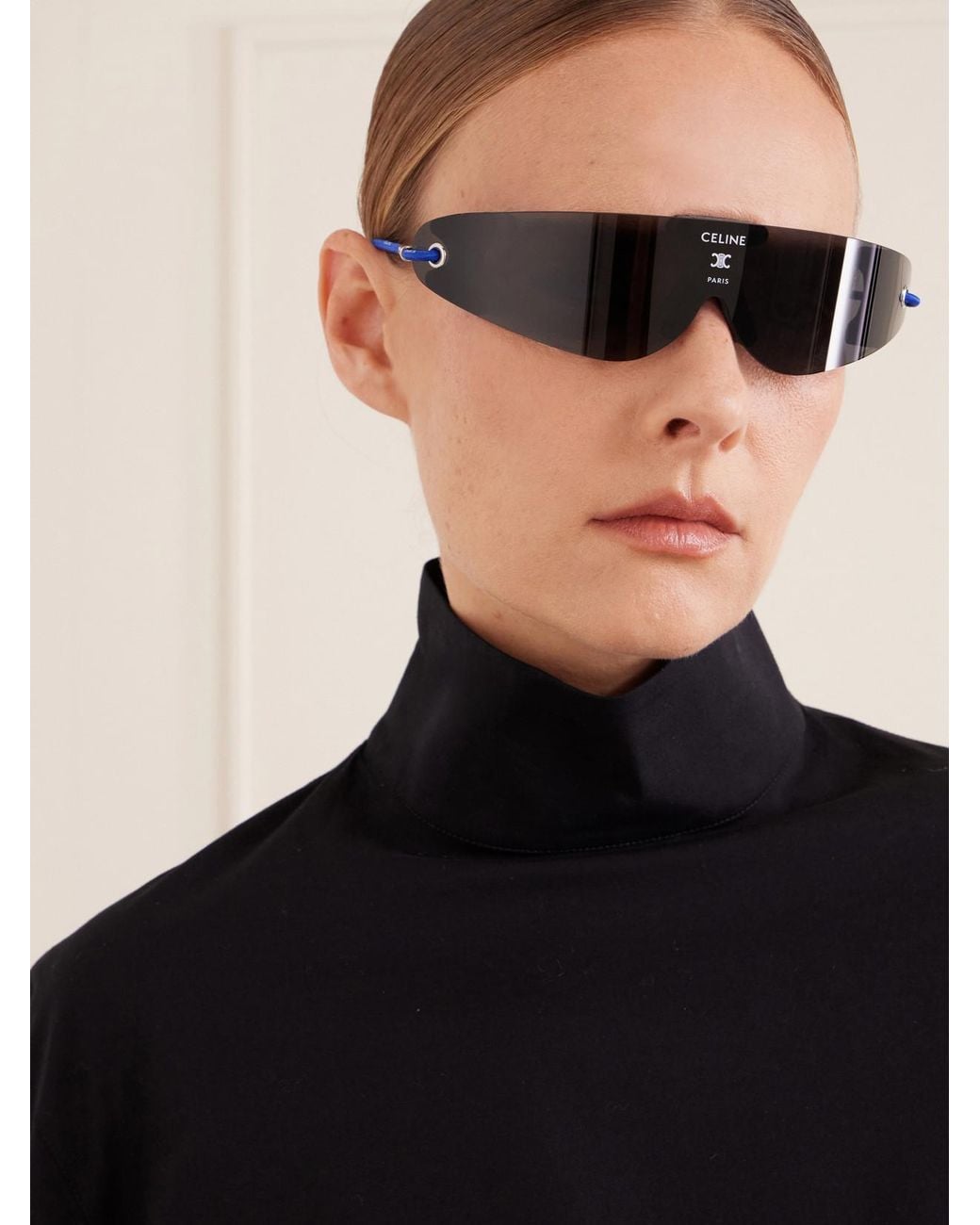 Céline Blue Runner Shield-Style Injection Sunglasses