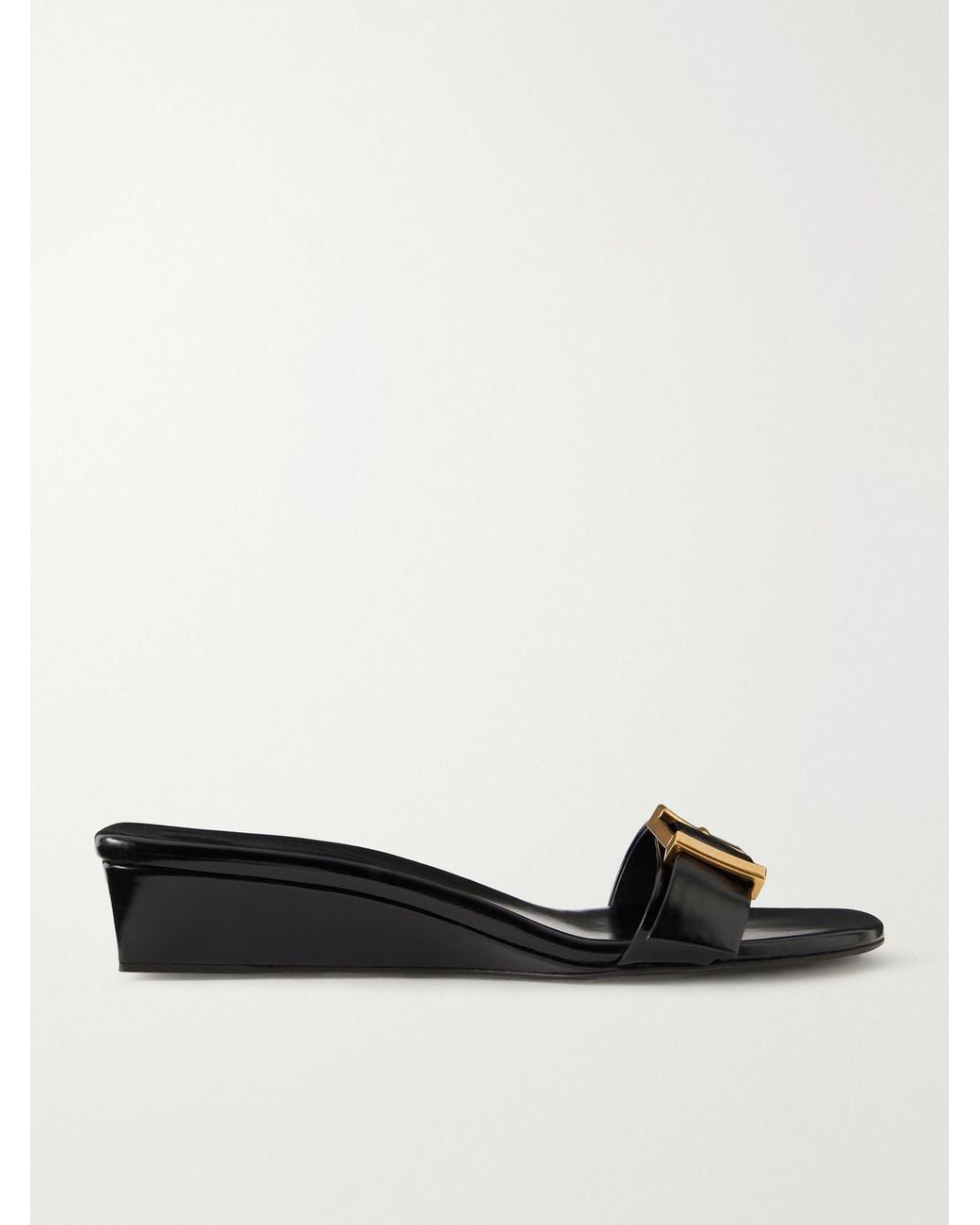Khaite Black Manhattan Buckled Leather Sandals