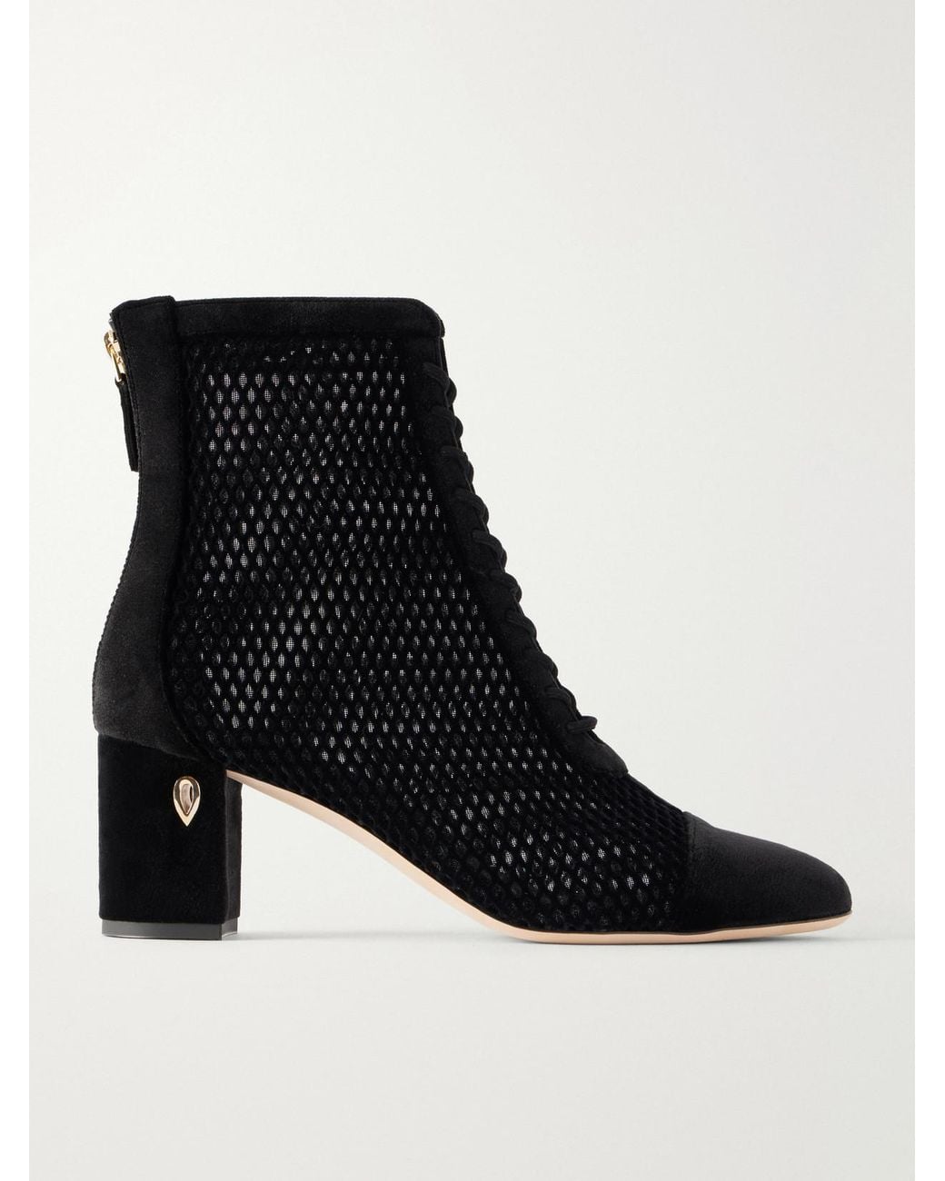 JENNIFER CHAMANDI Black Dan 65 Velvet-Trimmed Mesh Ankle Boots