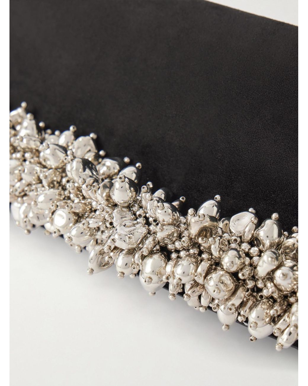 Jonathan Simkhai Black River East West Bead-Embellished Suede Clutch