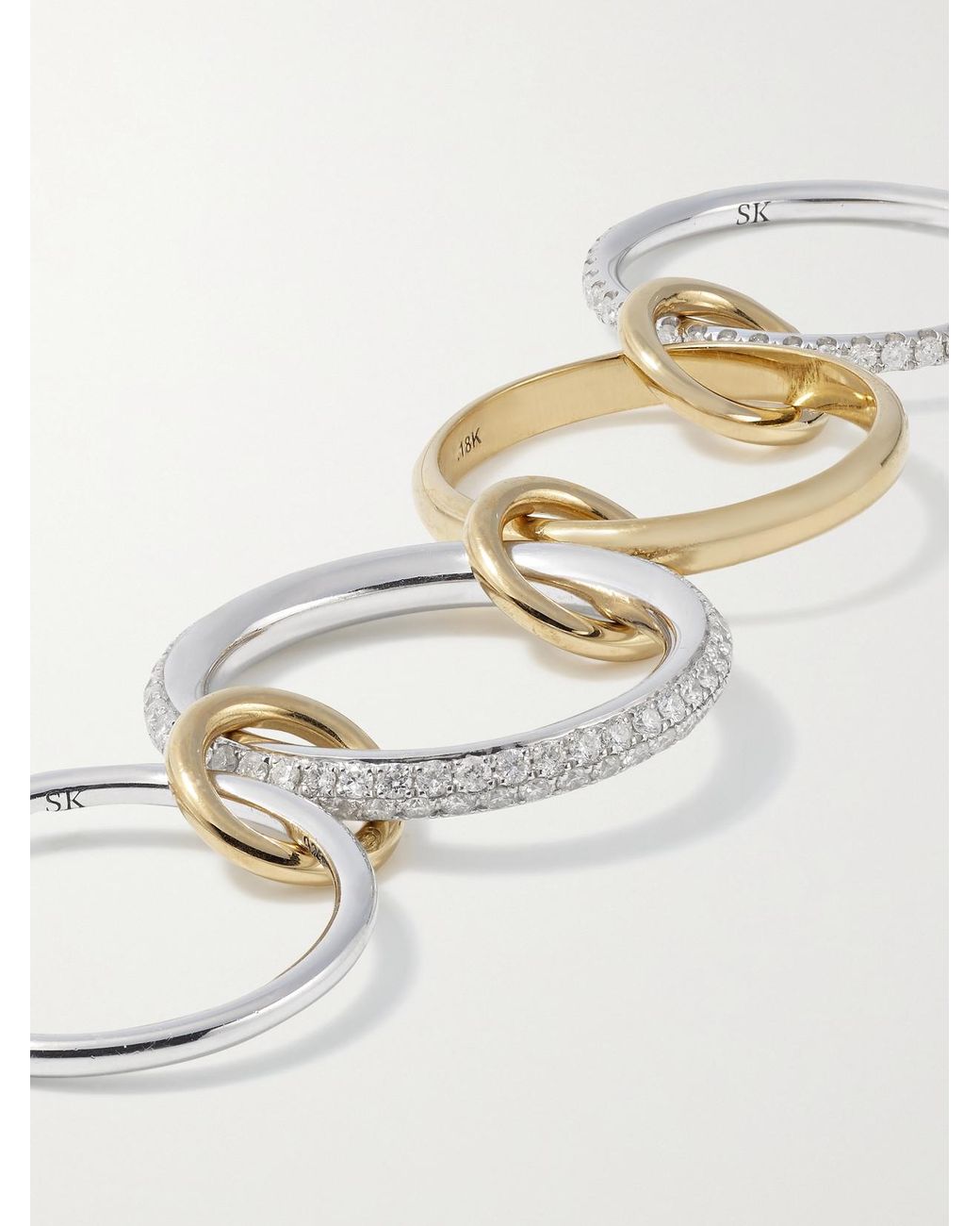 Spinelli Kilcollin Natural Vega Set Of Four Sterling And 18-Karat Diamond Rings
