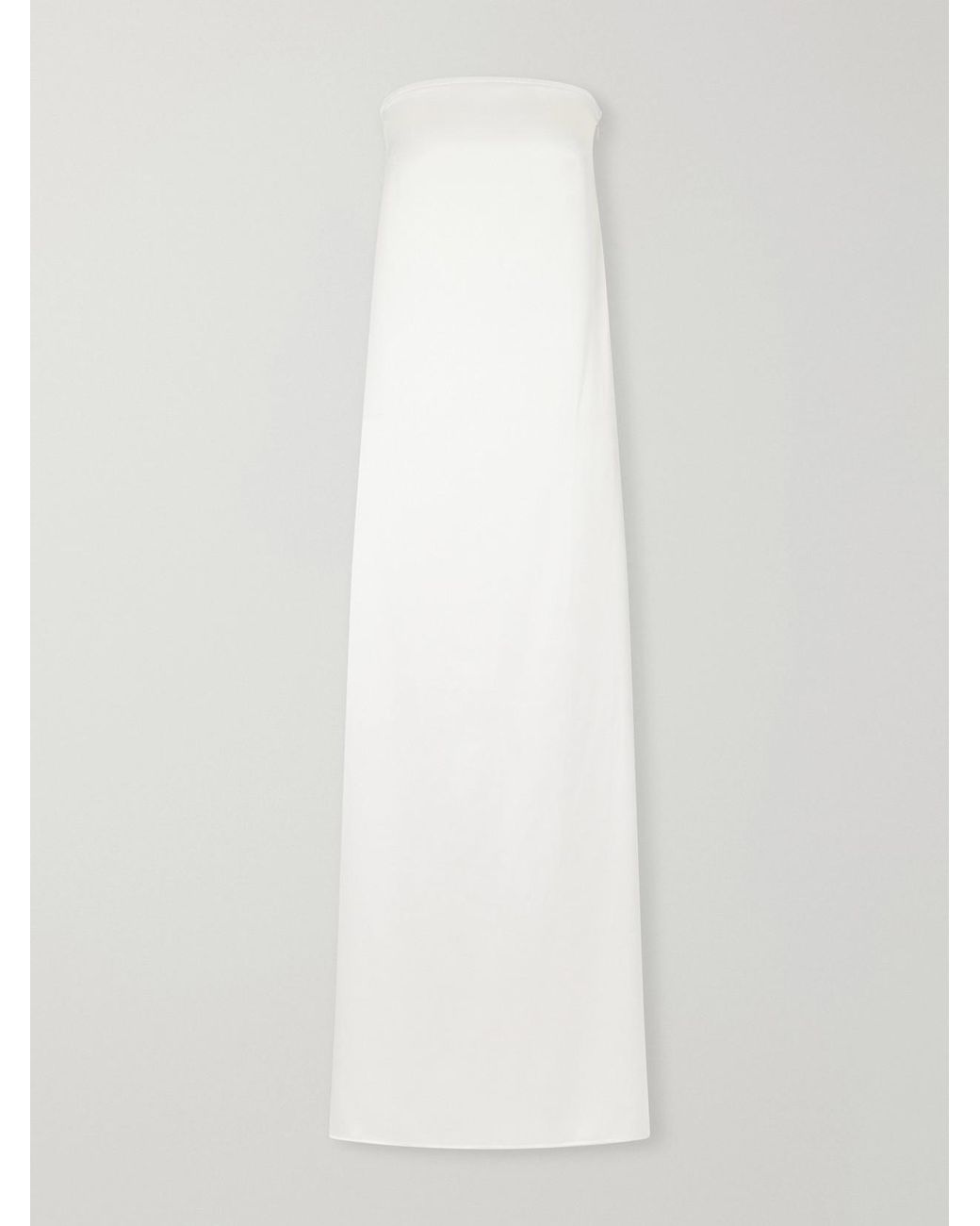 The Park White Edith Strapless Silk-Satin Maxi Dress